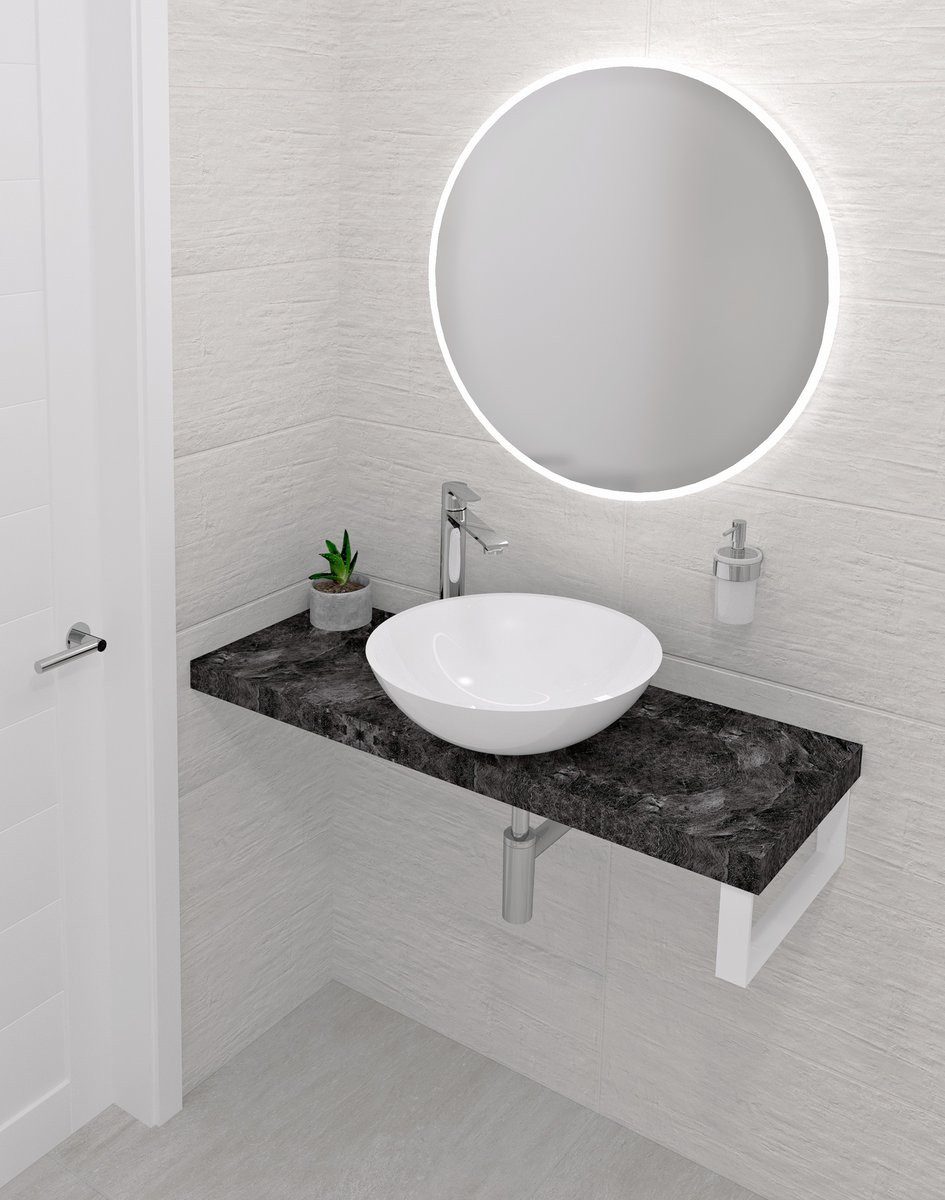 Sapho Waschtischplatte AVICE Waschtischplatte 90x36cm, Stärke 5cm, gebrochener Stein, Sapho-AV0969