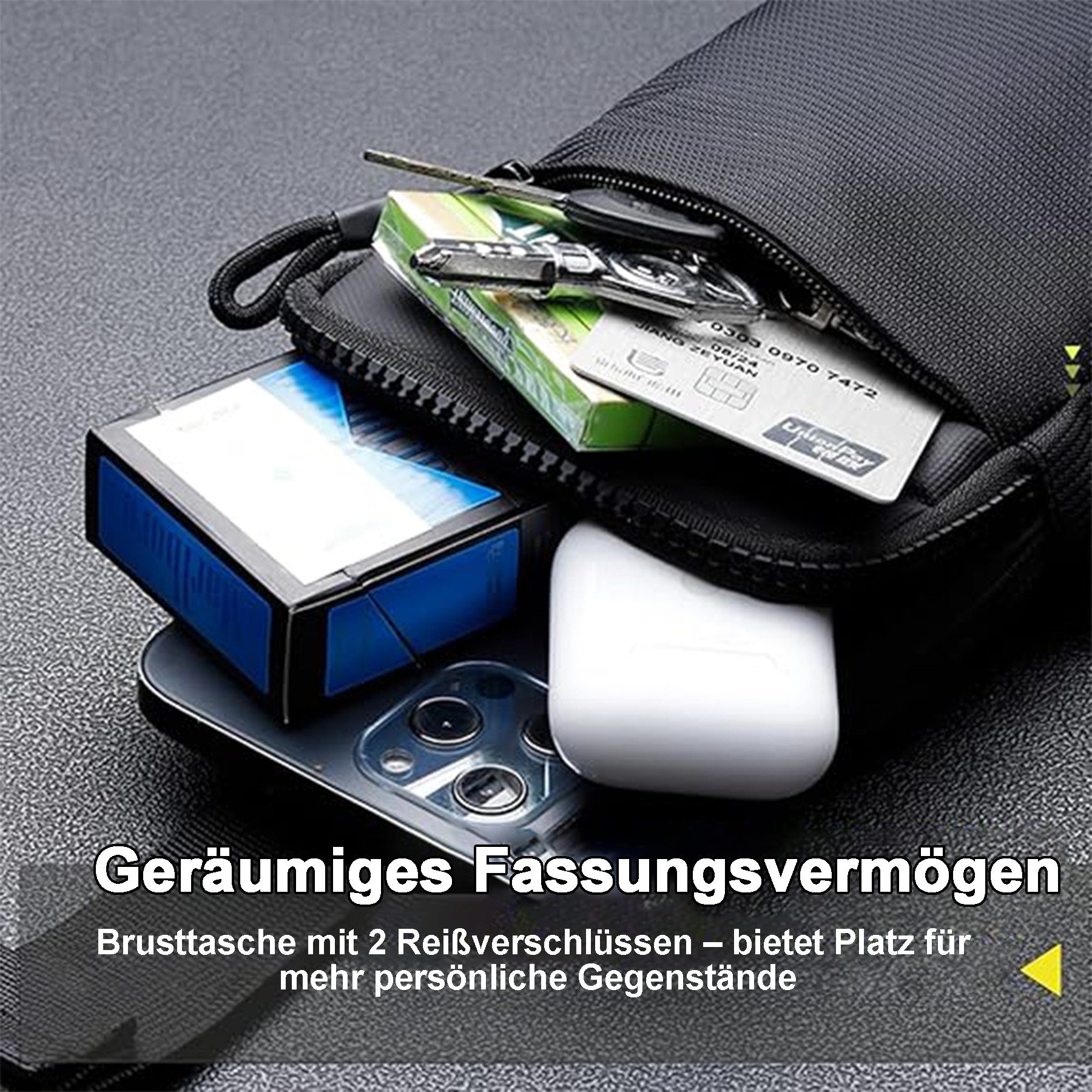 Keyura Umhängetasche Umhängetasche Herren Damen Schultertasche Crossbody Bag (Sling Chest Klein Handytasche zum Umhängen für Männer und Frauen, mit Geldbörse, Tasche Wasserdicht Brusttasche Outdoor), für Reisen Outdoor-Sportarten wandern