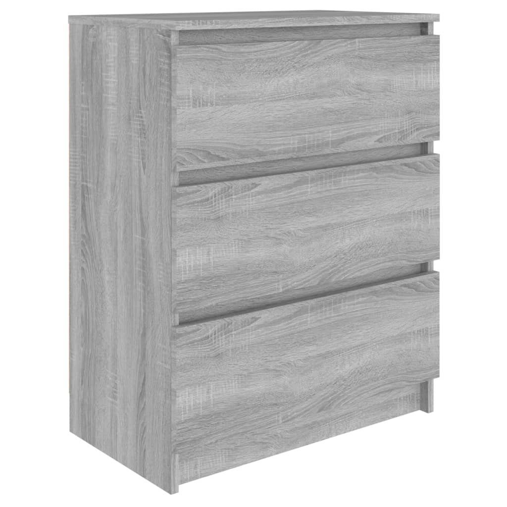 furnicato Sideboard mit 3 Schubladen 60 x 35 x 76 cm Grau Sonoma (1 St), Geräumiger Konsolenschrank mit 3 Schubladen und Ablagefläche – Bild 2 von 5