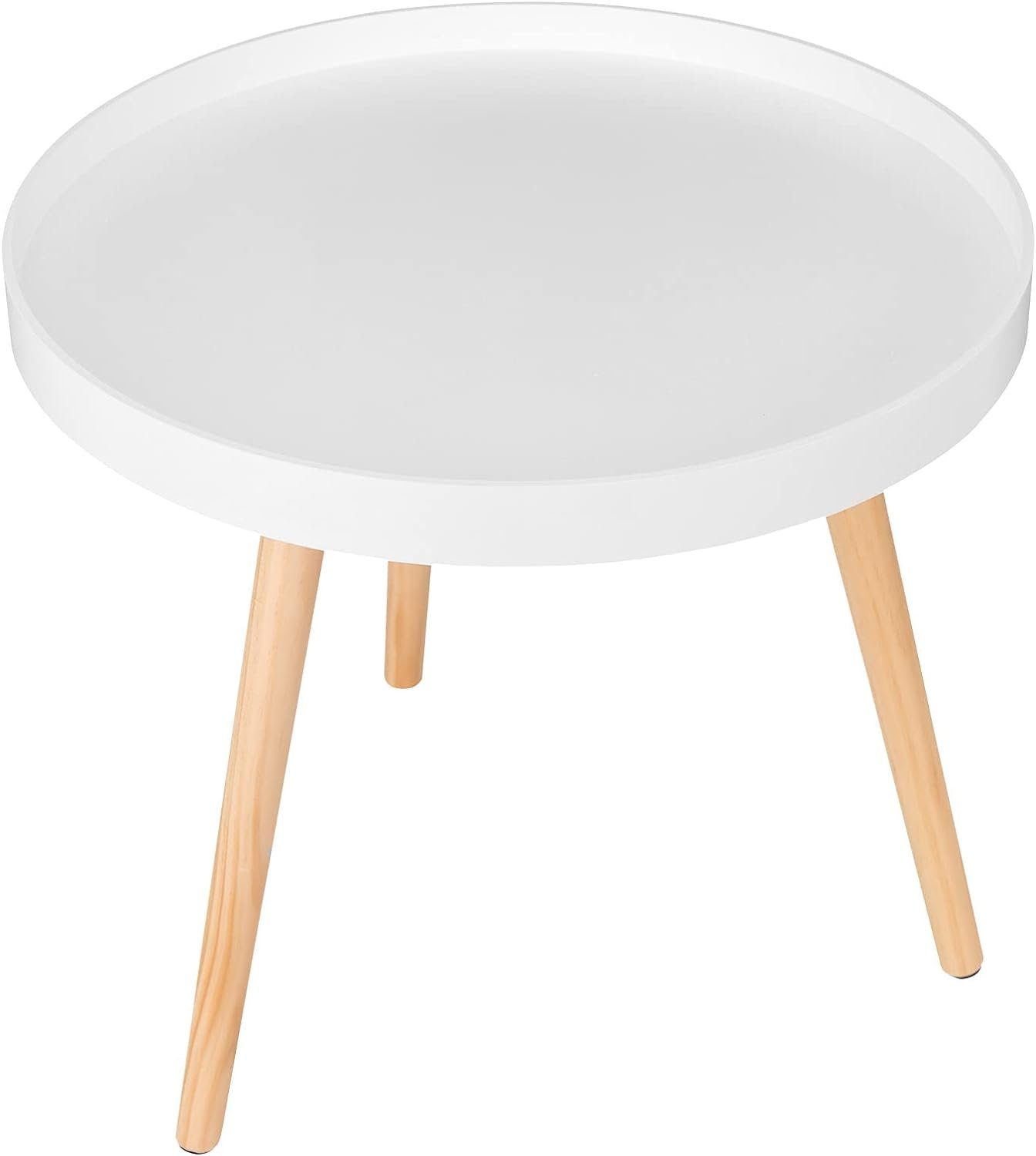 Woltu Beistelltisch, Beistelltisch rund klein Couchtisch weiß