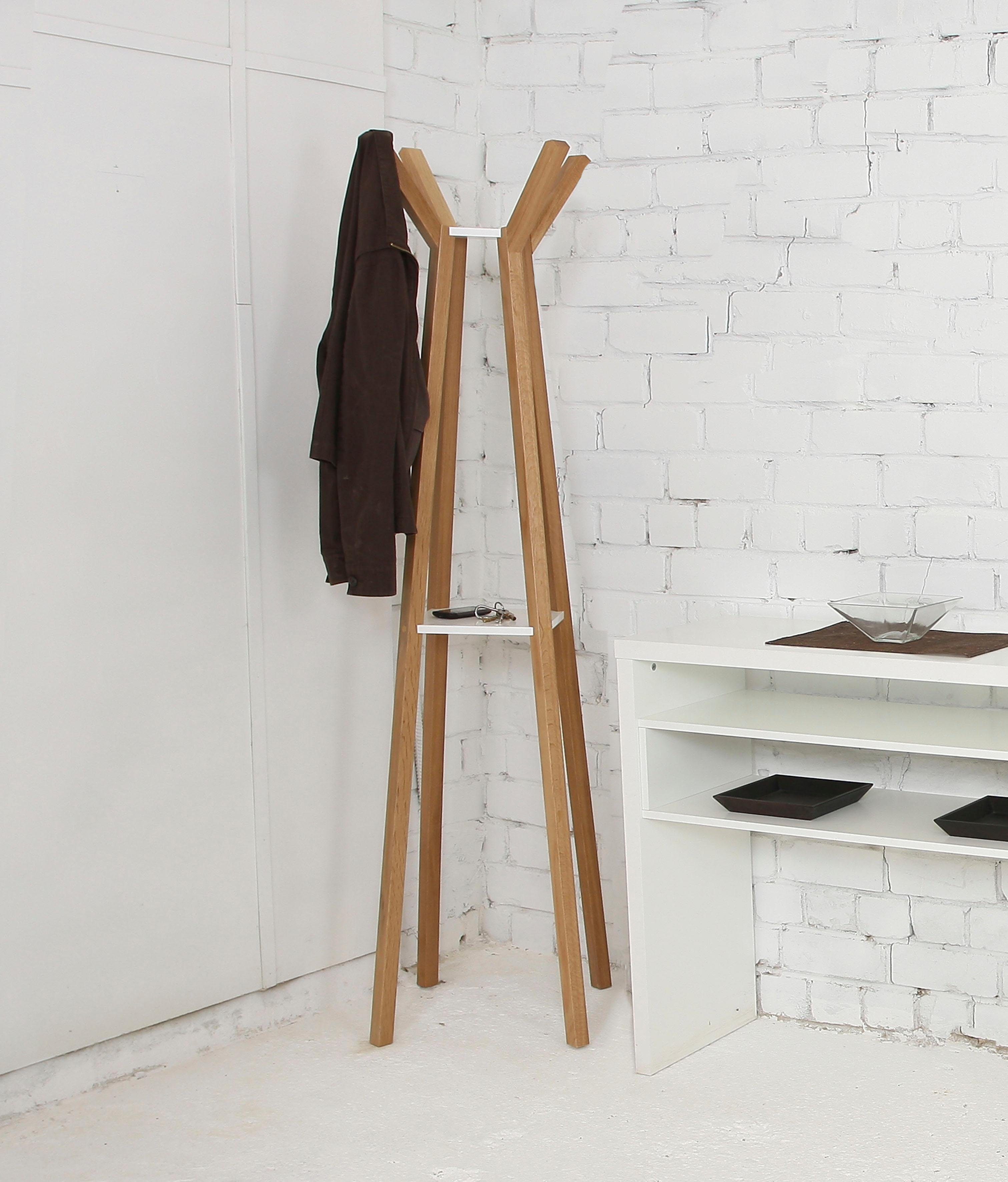 Woodman Garderobe Monti, im skandinavian Design, aus massiver Eiche, mit 4 Haken, FSC®