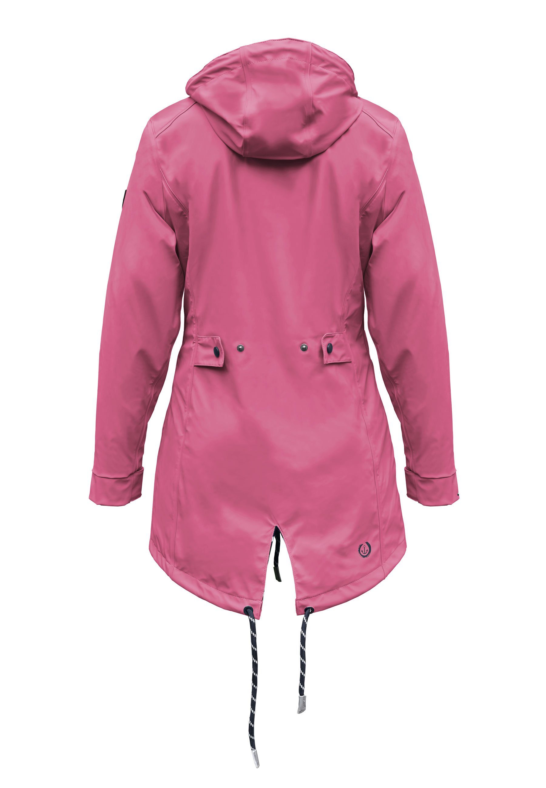 MADSea Regenjacke Friesennerz Beere wetterfester Regenmantel mit gestreiftem Innenfutter