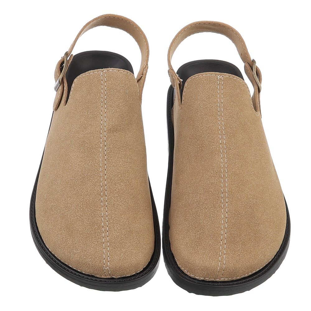 Ital-Design Damen Mules Freizeit Riemchensandalette (88828375) Flach Riemchensandalen in Hellbraun – Bild 4 von 5
