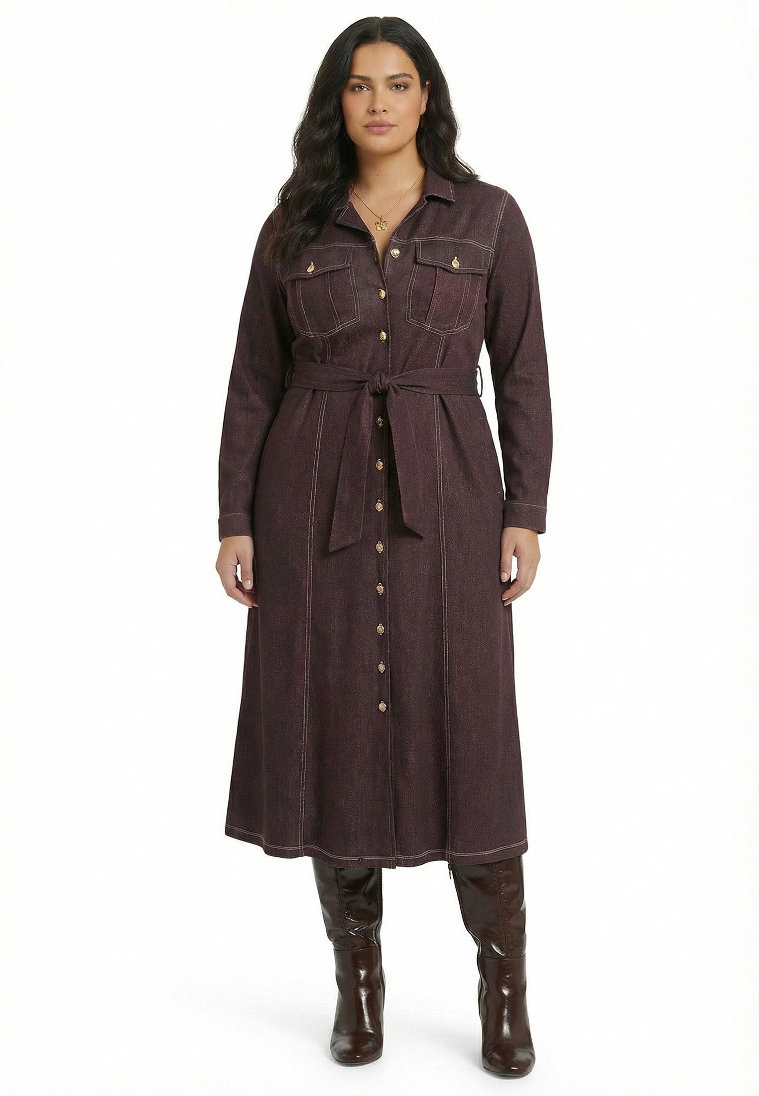 YOEK A-Linien-Kleid Damen Kleid mit Langarm mit langen Ärmeln
