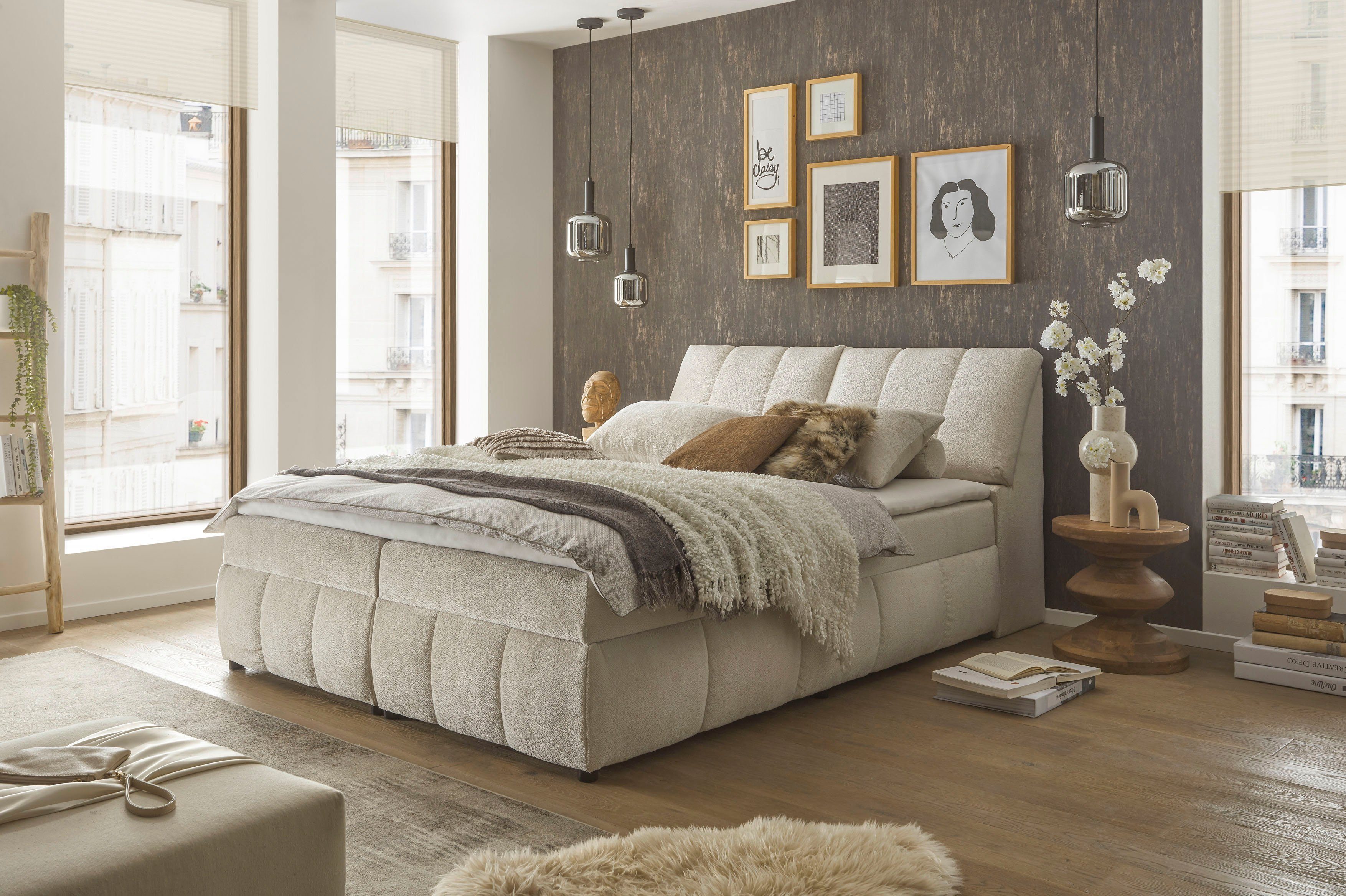 ED EXCITING DESIGN Boxbett "Valencia", inkl. Bettkasten und Stauraum im Kop günstig online kaufen
