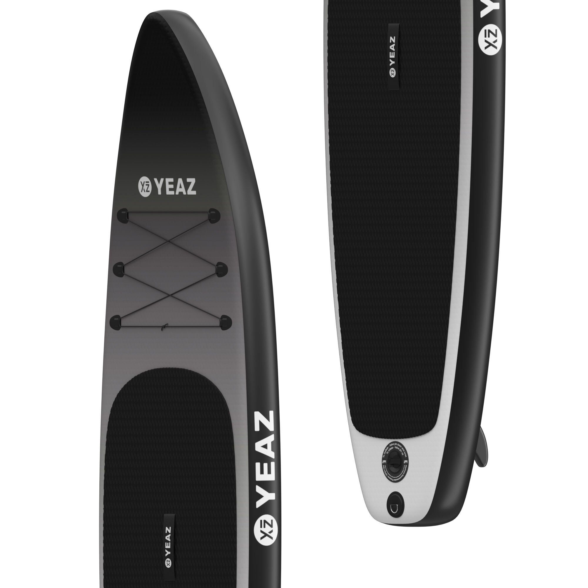 YEAZ Inflatable SUP-Board BLACK SANDS BEACH - EXOTRACE PRO - SET SUP Board, Inflatable SUP Board, (Set), inkl. Zubehör wie Paddel, Handpumpe und Rucksack