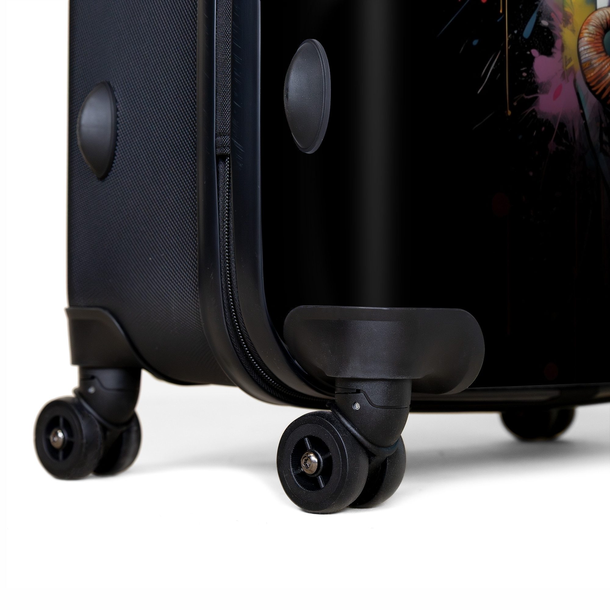 NoBoringSuitcases.com© Hartschalen-Trolley Elefant mit bunten Spritzern verziert 77 cm - 98 L, 8 Rollen, Großer Reisetasche mit Rollen für 30kg, Kinderkoffer