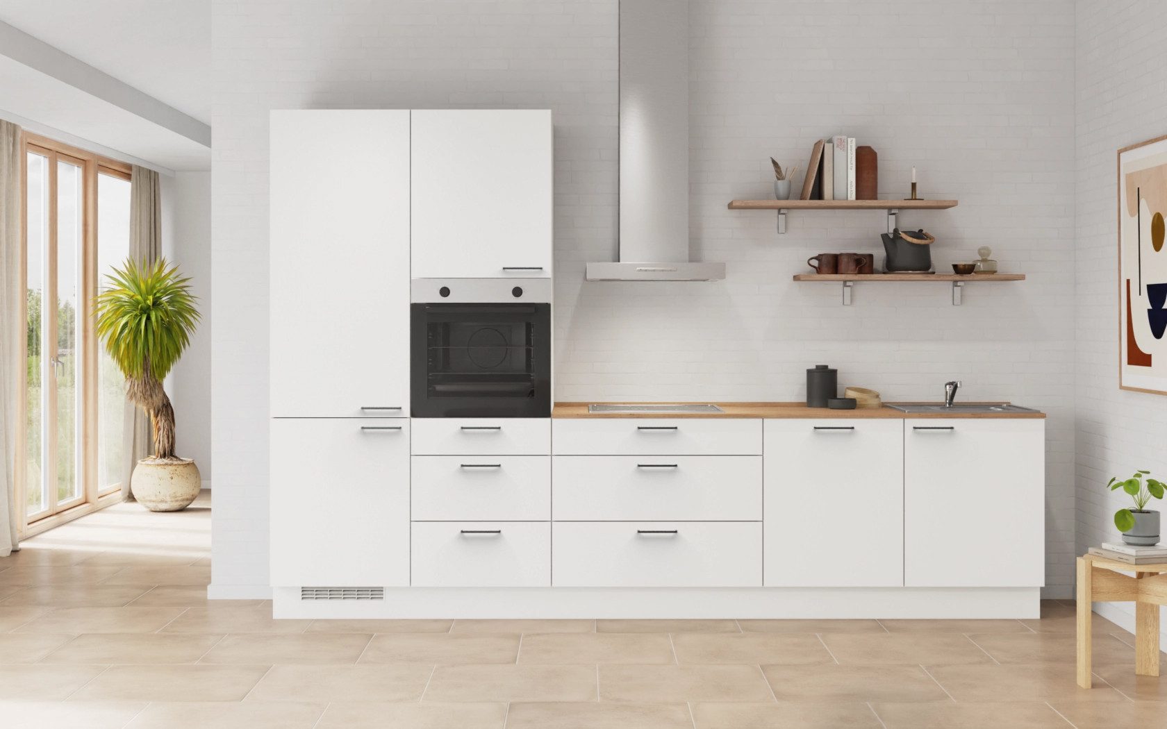 nobilia® Küchenzeile Gustav, individuell anpassbar, gratis Küchenplanung mit Profis, (Breite 330 cm), vormontiert, wahlw. mit E-Geräten, inkl. Lieferung