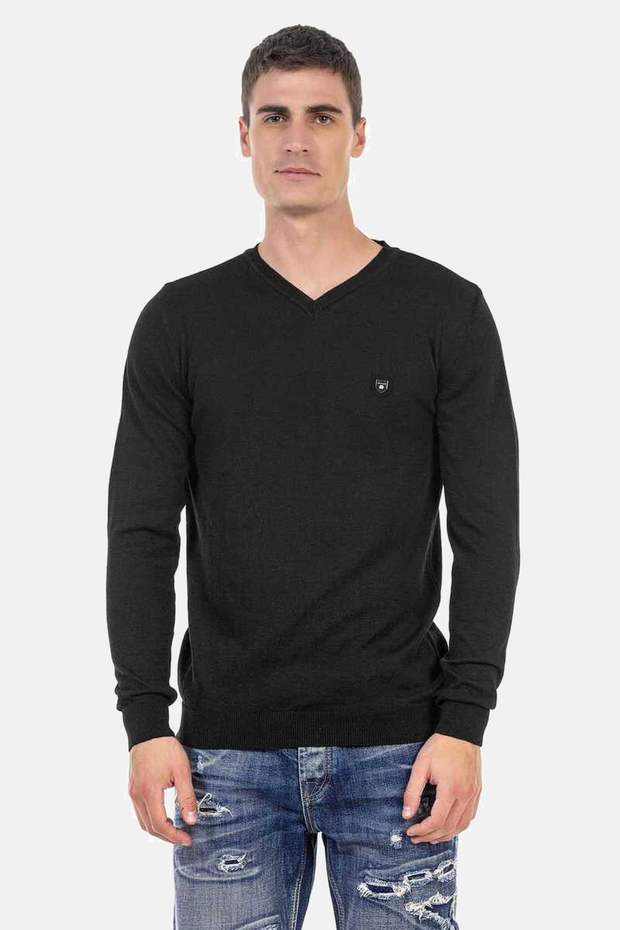 Cipo & Baxx V-Ausschnitt-Pullover Pullover (1-tlg) mit V-Ausschnitt, CP242 günstig online kaufen