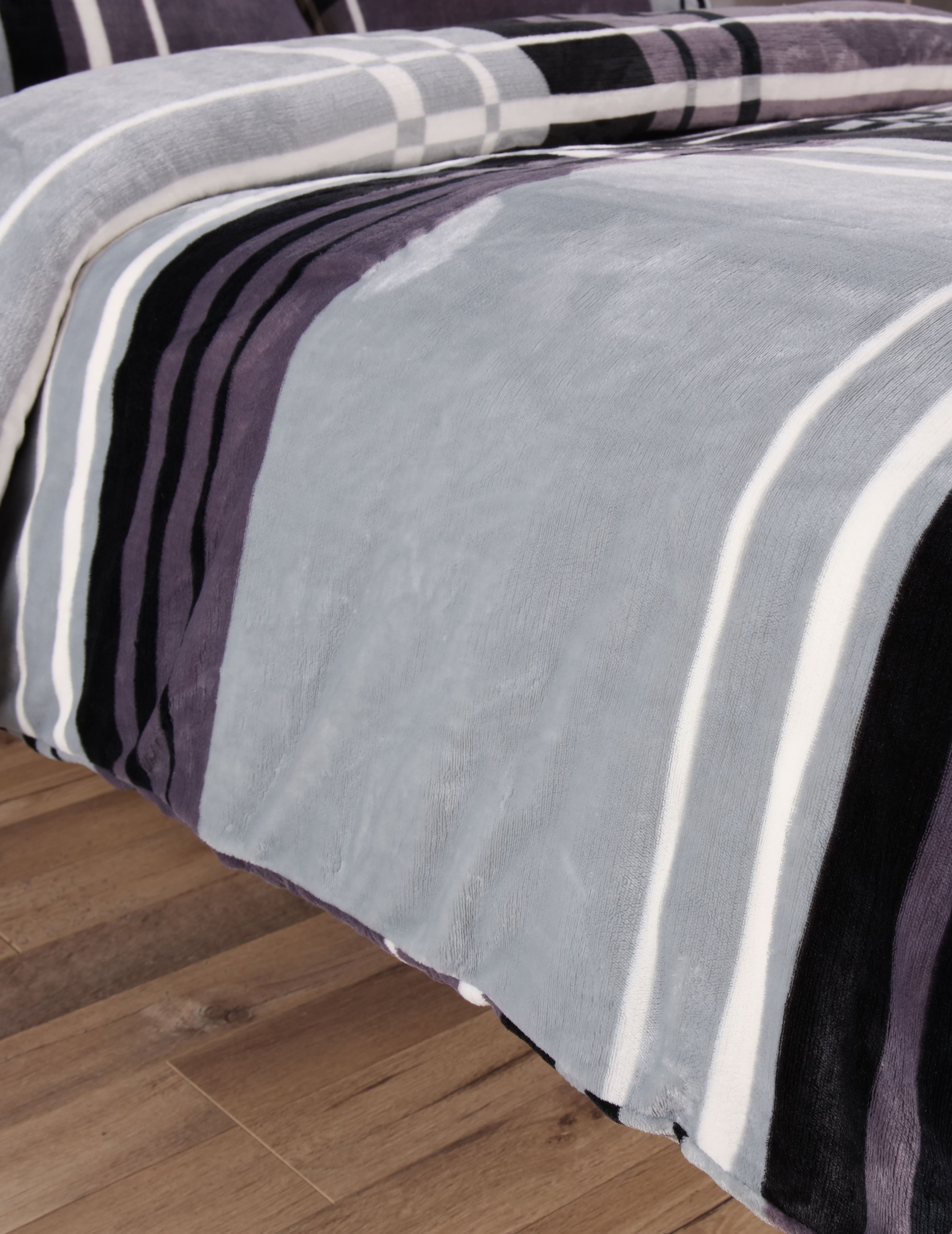One Home Bettwäsche Winter Cashmere Touch Adzo, Fleece, 4 teilig, gestreift grafisch, flauschig warmes Teddy Plüsch Normalgröße – Bild 3 von 5