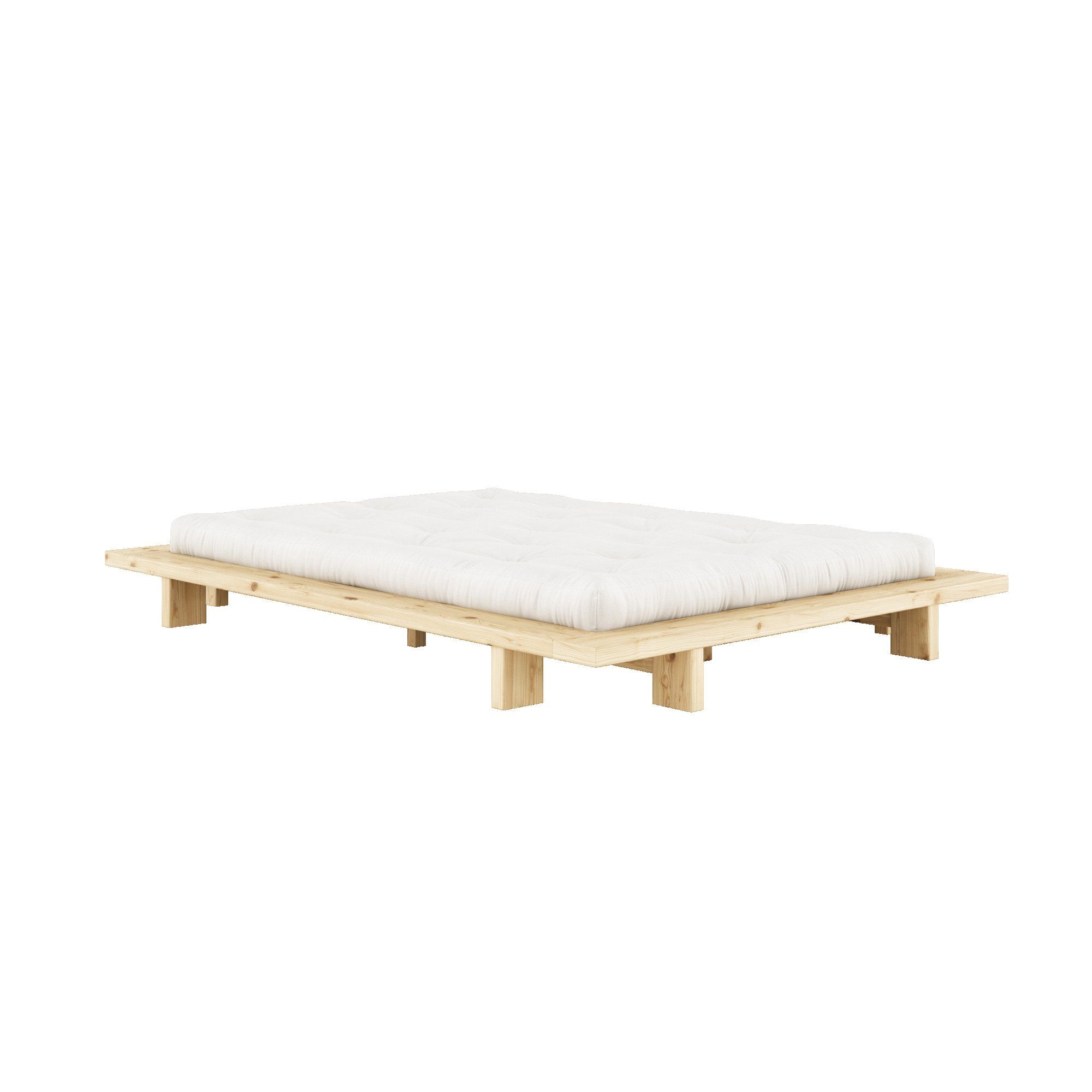 Karup Design Bettgestell JAPAN BED, Futonbett, Bodenbett, Holzrahmen, Jugendbett, Holzbett, Massivholzbett mit Lattenrost, Kiefer massiv, Doppelbett ohne Kopfteil