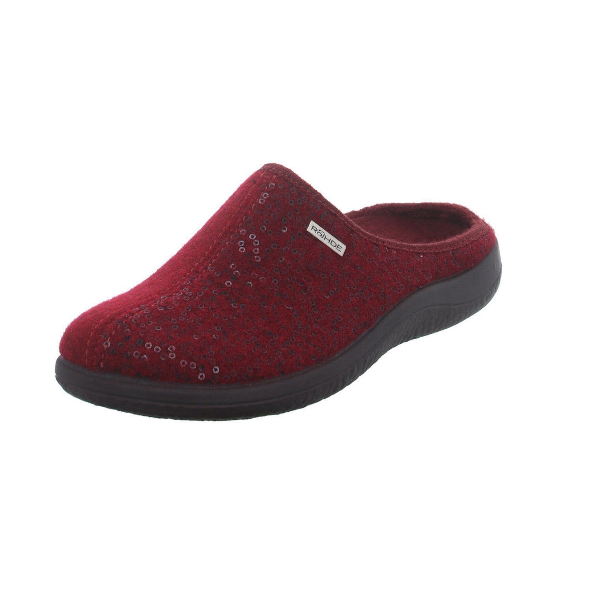 Rohde Damen Hausschuhe Slipper Hausschuh Hausschuh Textil weinrot