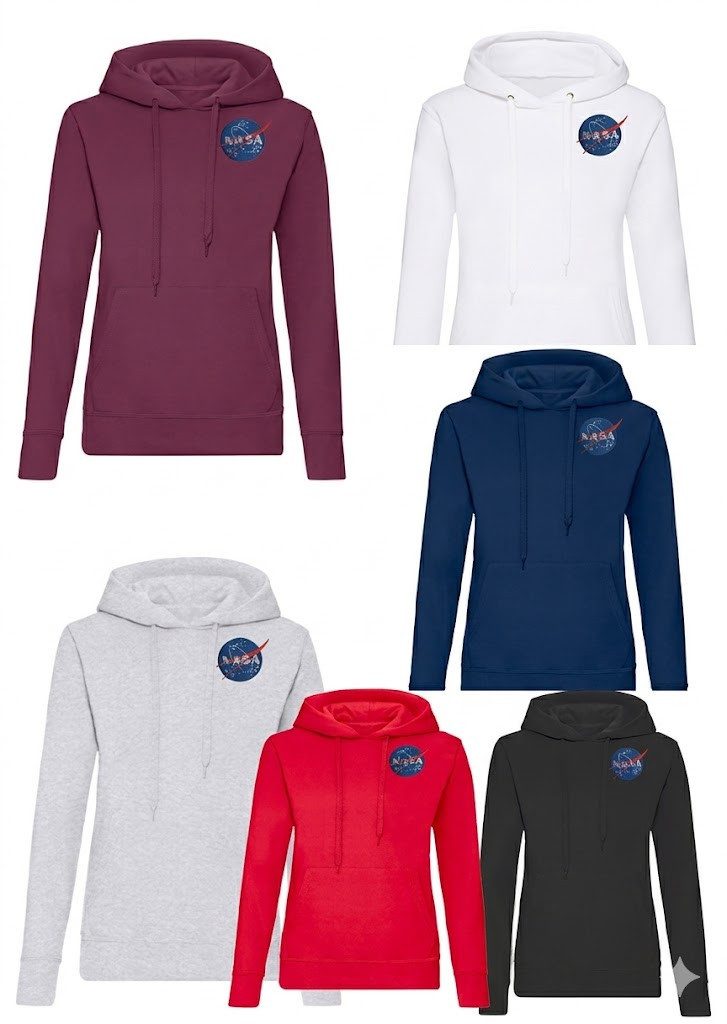 Blondie & Brownie Hoodie NASA Damen Kapuzenpullover Astronaut Mond Weltall Space Logo Hoodie (Einzelartikel, Einteilig) NASA Astronaut Space Streetwear Damen Hoody