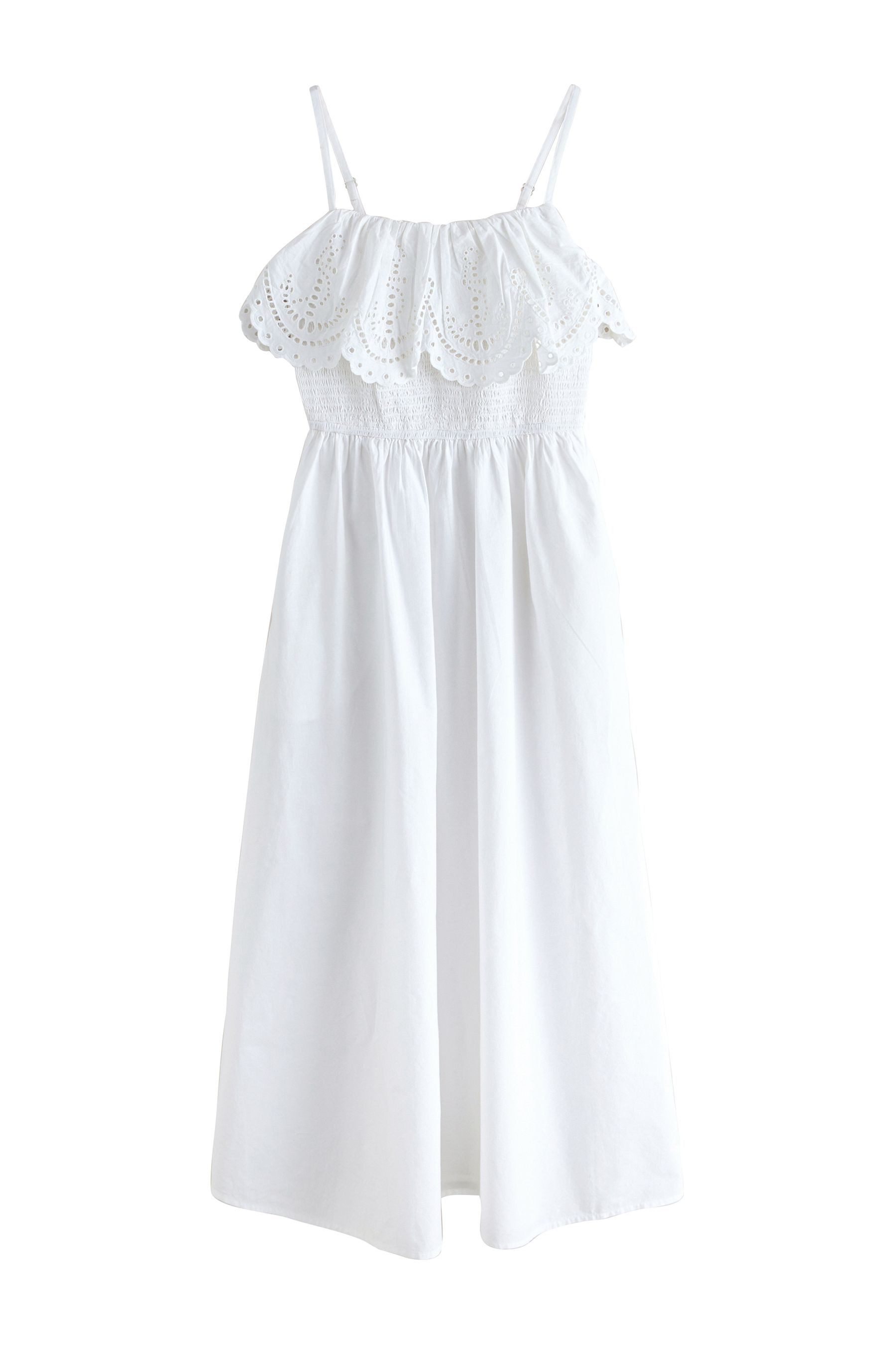 Next Maxikleid Ärmelloses Foldover-Maxikleid mit Cutwork (1-tlg)