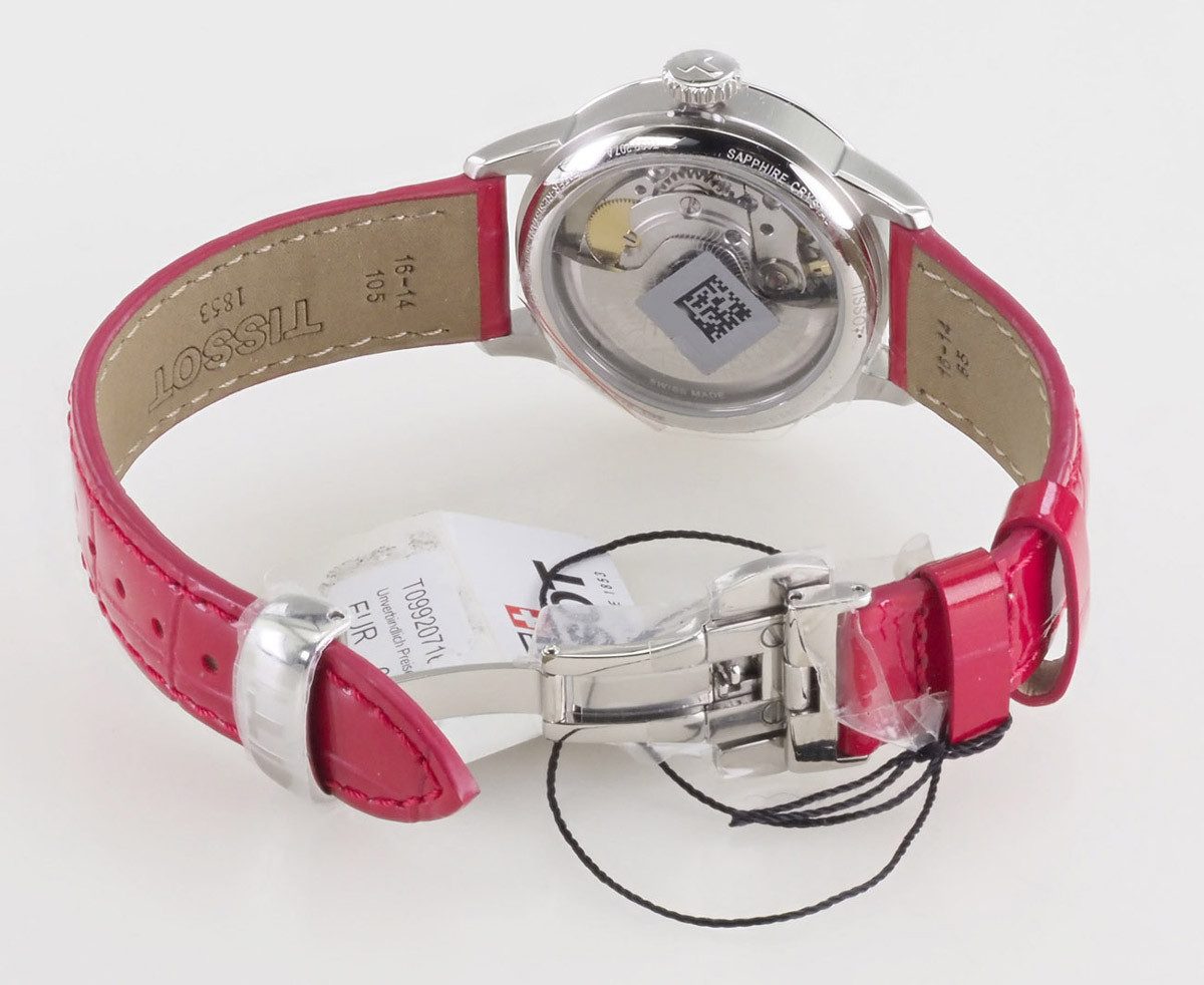 Tissot Automatikuhr schweizer Damen Uhr 32 mm Ø T0992071611800 Chemin Des Tourelles, Saphirglas und Glasboden