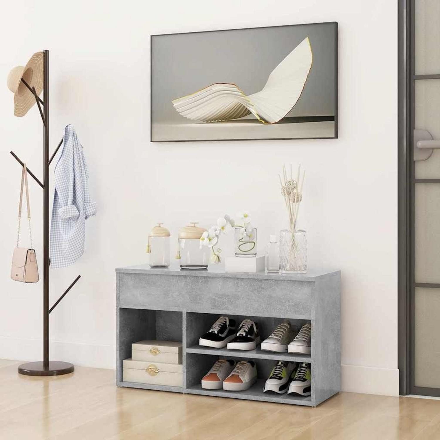 LuxusKollektion Schuhbank Schuhbank Betongrau 80x30x45cm (1-St)