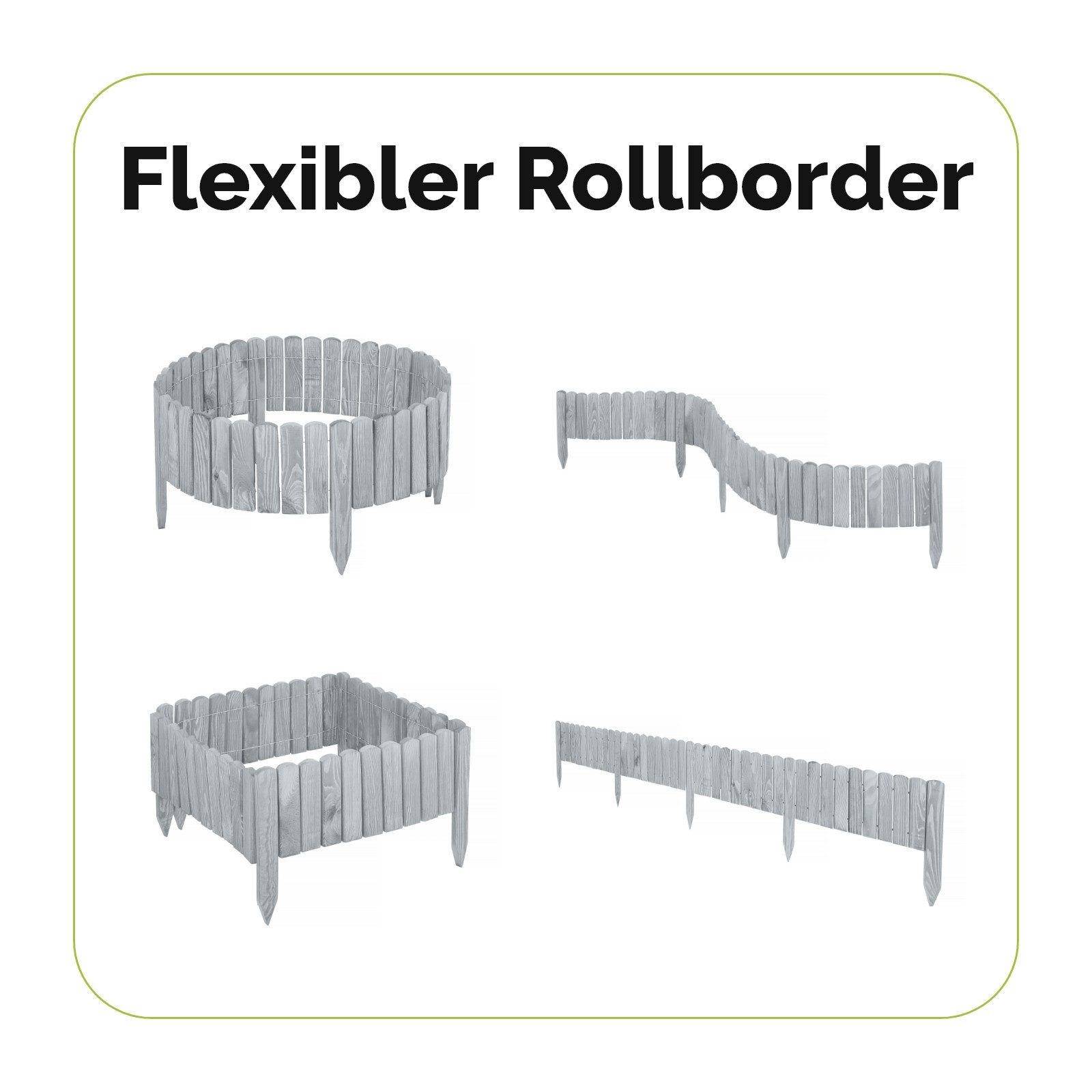 Garronda Rasenkante Beeteinfassung Holz Rollzaun Flexibler Rollborder Länge: 2m GD-0046, LxH: 2x8 cm – Bild 3 von 5