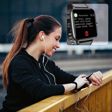 Hama Fitnesstracker wasserdicht GPS Herzfrequenz Kalorien Schritte Timer Smartwatch (3,3 cm/1,3 Zoll), Messung von Schlaf,Tempo,Trainingszeit, Wecker, Musiksteuerung, Wetter