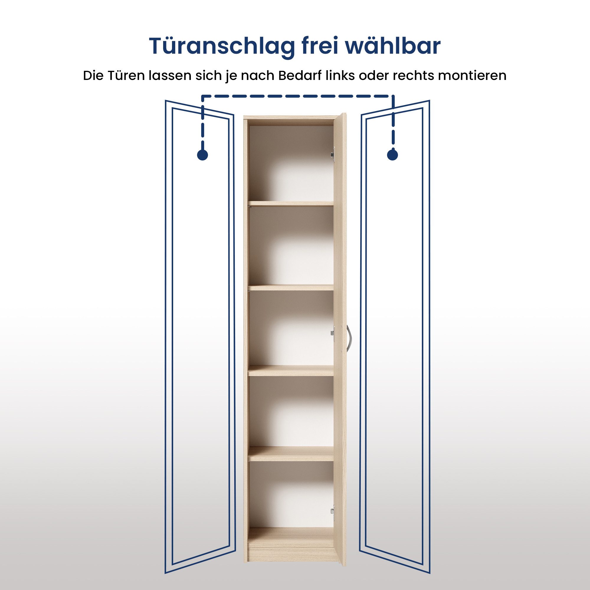 Home Collective Aktenschrank Bücherregal Mehrzweckschrank Schrank Kleiderschrank mit Einlegeböden (Garderobenschrank Regal für Schlafzimmer Flur Keller Büro) Einlegeböden verstellbar 40x35x180cm (BxTxH), sonoma