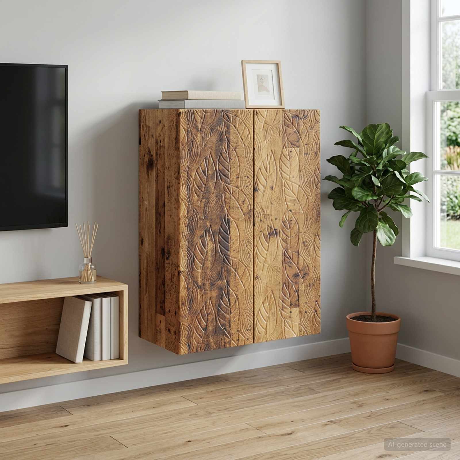 vidaXL Schranksystem Wandschrank 66 x 34,5 x 90 cm Holzwerkstoff Altholz (1-St)