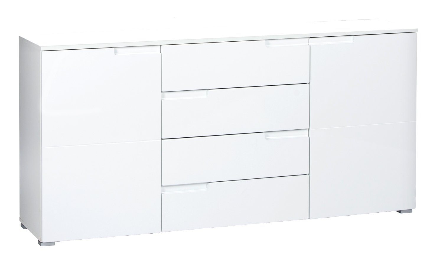 Sideboard SPICE, B 165 cm, 2 Türen, 4 Schubladen, Front in weiß Hochglanz