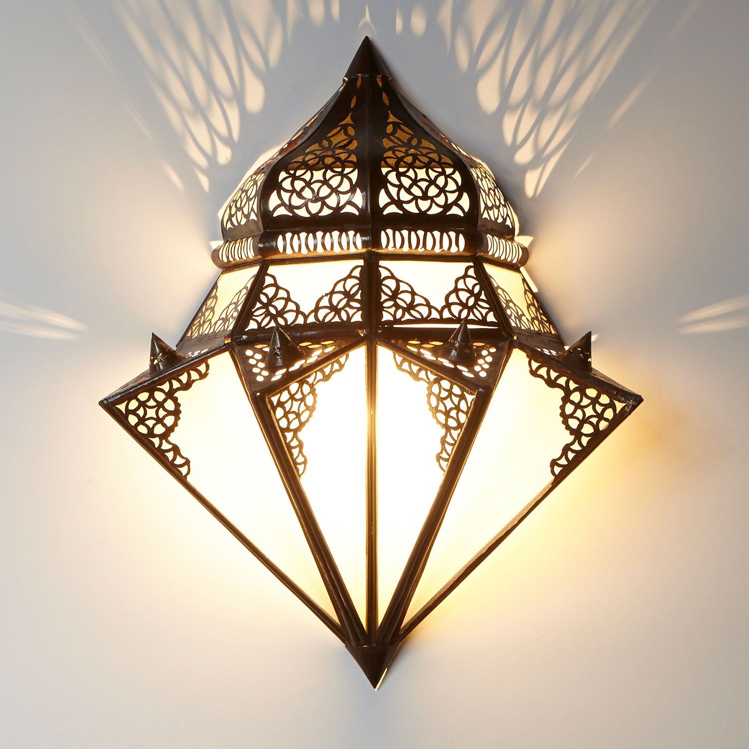 Casa Moro Wandleuchte Marokkanische Wandleuchte Ruhi H 42 x B 32 cm aus Metall & Milchglas, ohne Leuchtmittel, Schöne Dekoration für Ihre Wand L1428