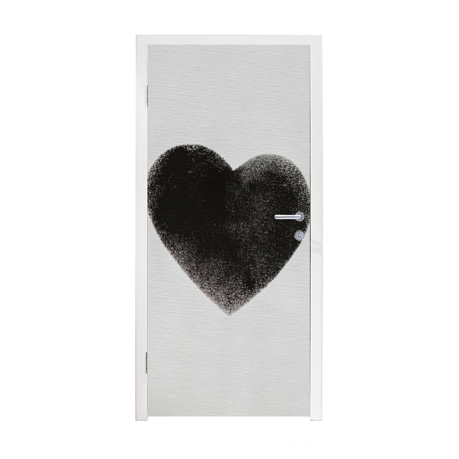Tür, Türtapete 75x205 St), Fototapete - cm Schwarz, MuchoWow für - bedruckt, Türaufkleber, (1 Herz Design Matt,