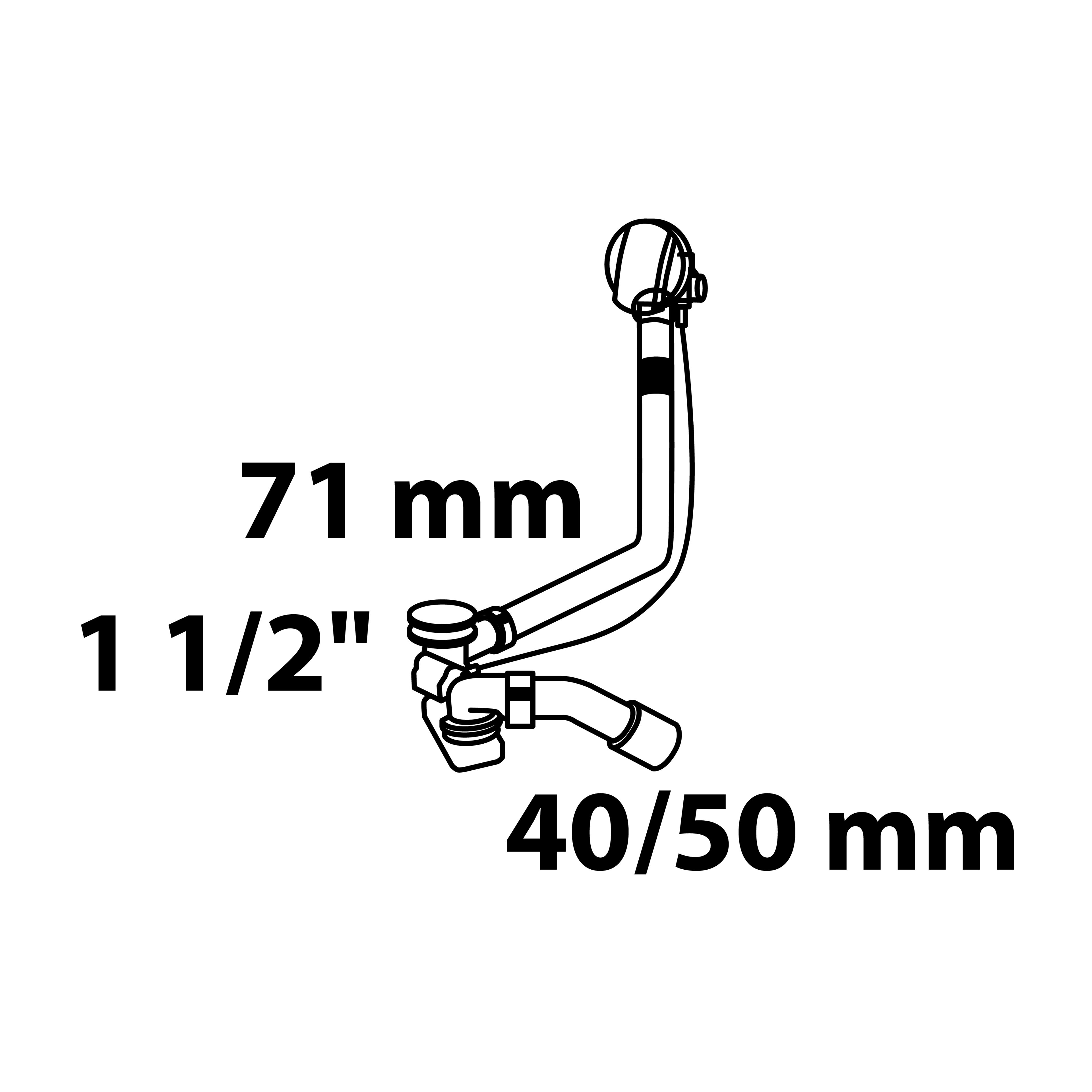Kirchhoff Ab- und Überlaufgarnitur Wannenablauf, 1 1/2" x 40/50 mm, mit Exzenter