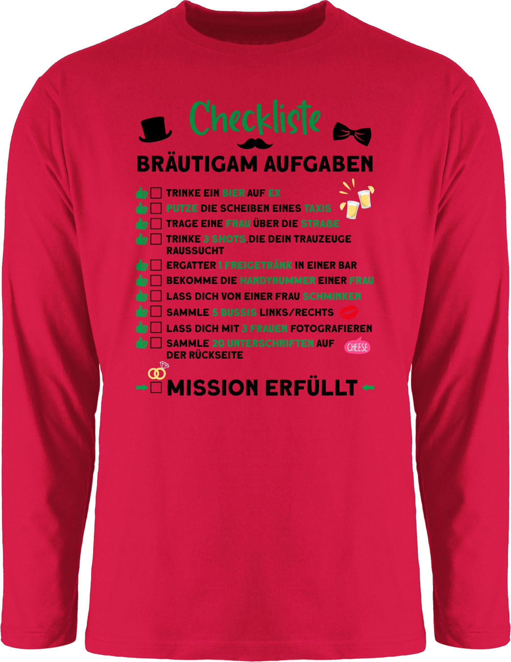 Shirtracer Rundhalsshirt Checkliste Bräutigam Aufgaben JGA JGA Männer 3 Rot