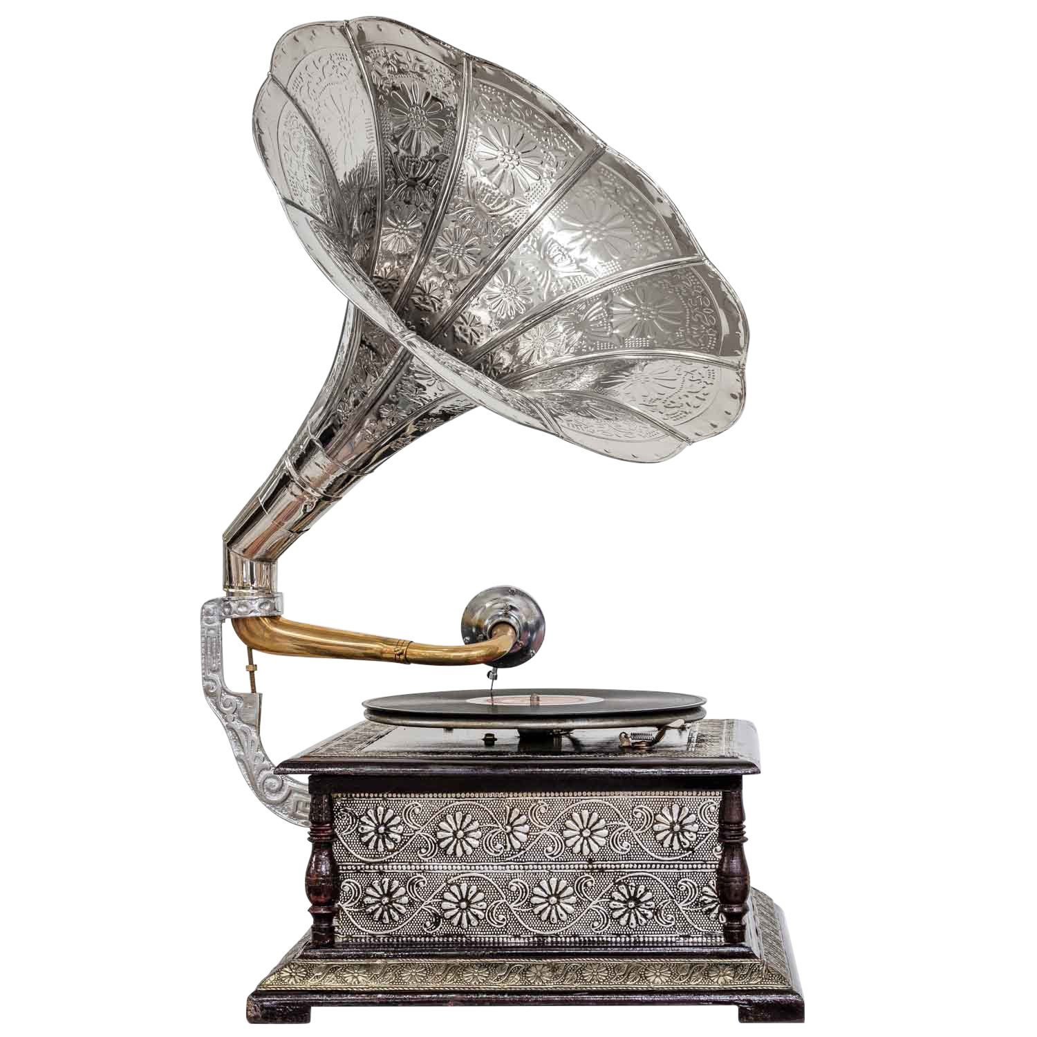 Aubaho Dekoobjekt Grammophon Gramophone Dekoration Trichter Grammofon  Messing Antik-Stil, Maße: 37 x 70 x 37cm (B x H x T)