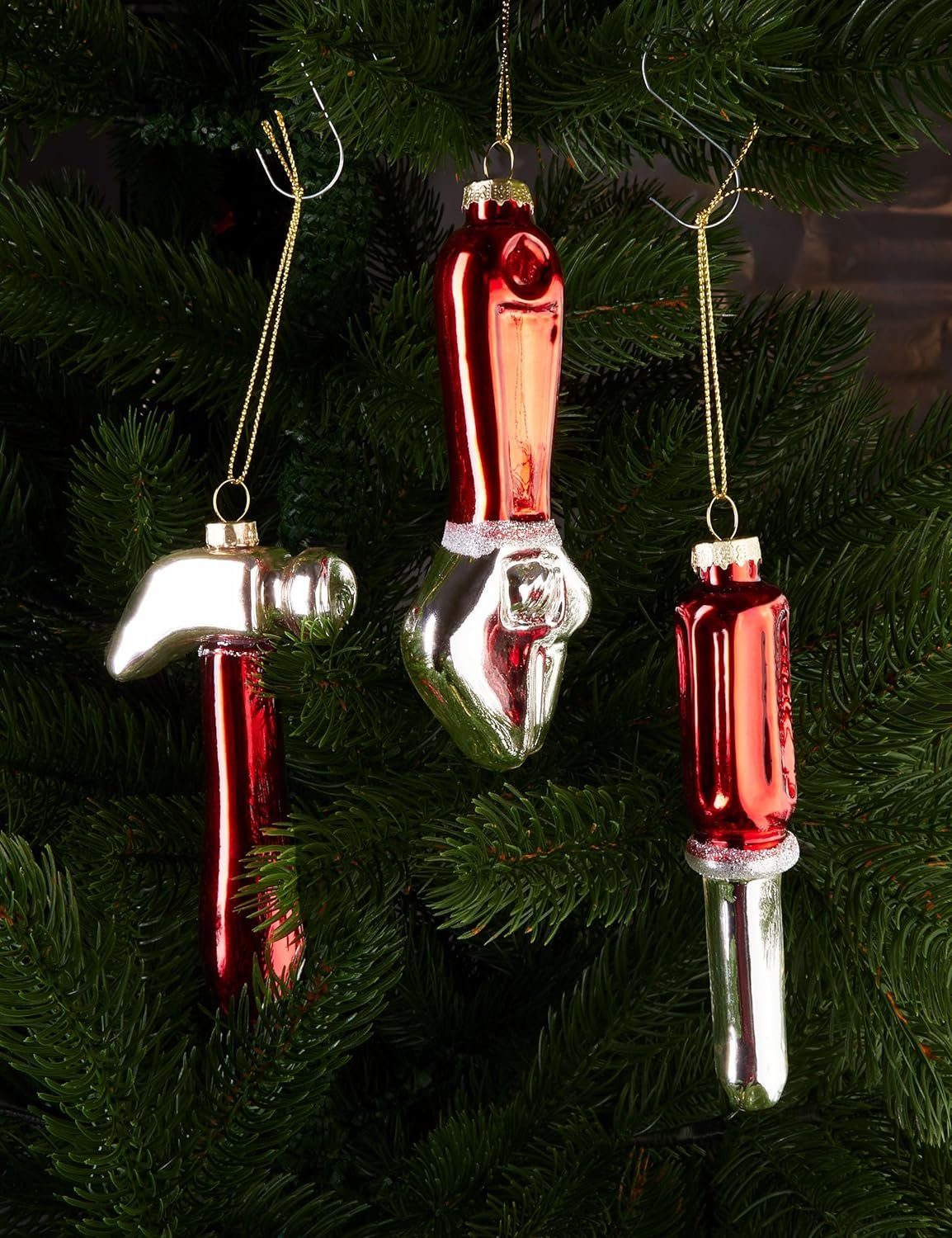 Set St), + Werkzeug BRUBAKER (3 Set Baumkugeln Schraubenschlüssel - 3er Christbaumschmuck Handwerker aus Glas - Weihnachtskugeln Weihnachtsbaumkugel Hammer Schraubendreher, -
