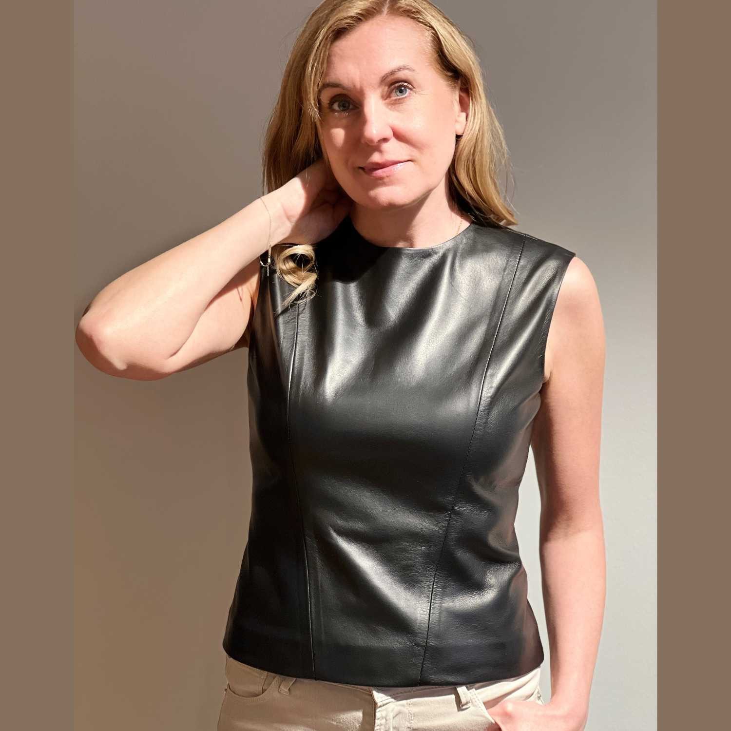 von hohenstein Trachtentop Ledertop Lea 100% Lammleder handgefertigt 44