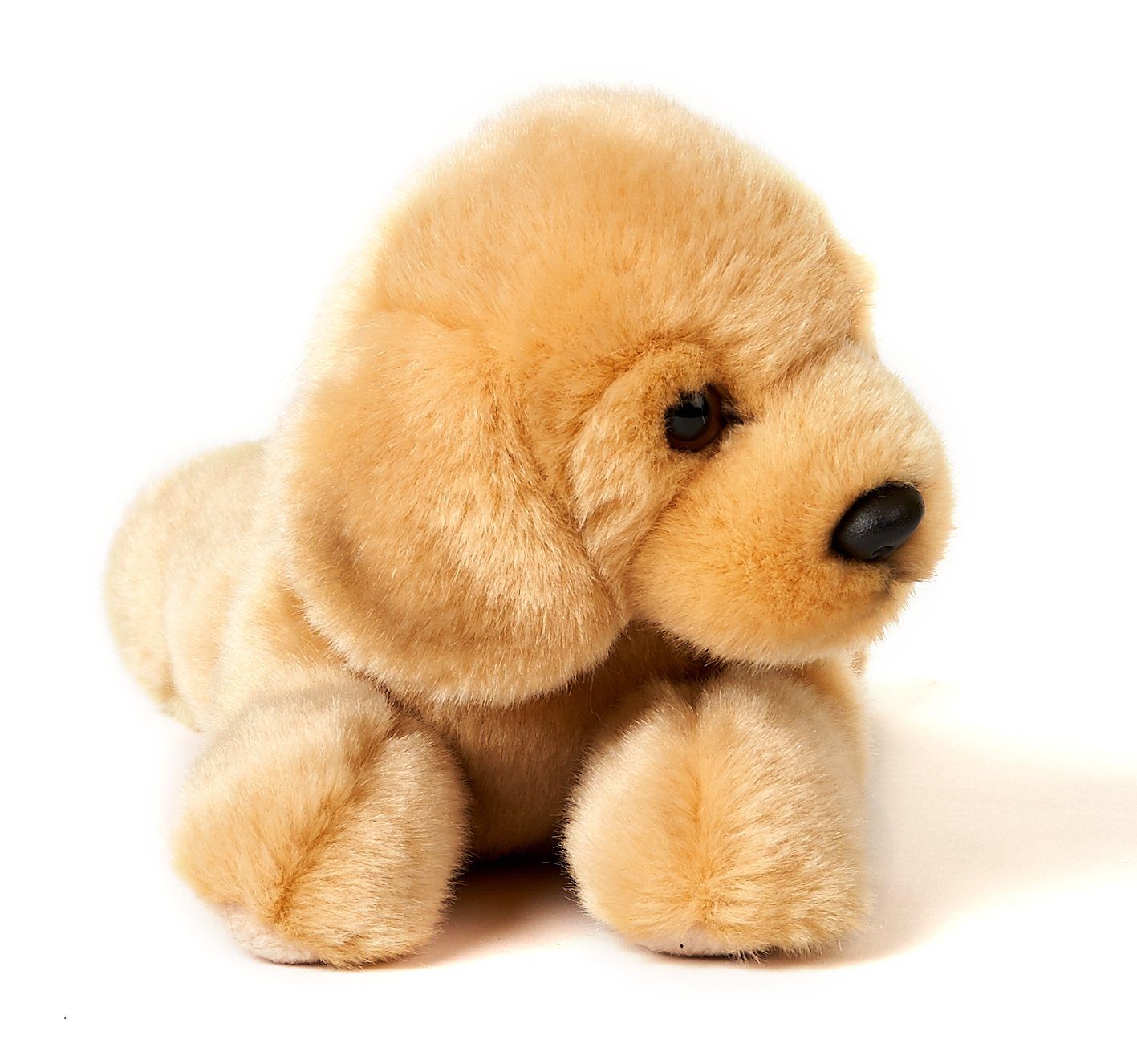 Uni-Toys Kuscheltier Welpe, liegend - versch. Hunde - 23/24 cm (Länge) - Plüsch, Plüschtier, zu 100 % recyceltes Füllmaterial