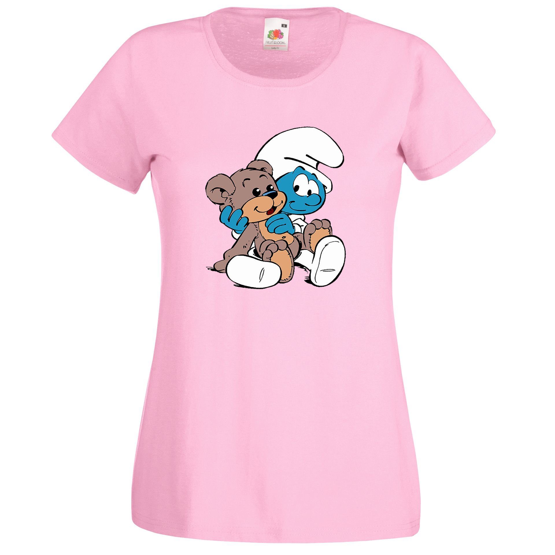 Frontprint Youth lustigem Designz Schlumpf Rosa Baby mit Damen T-Shirt Shirt