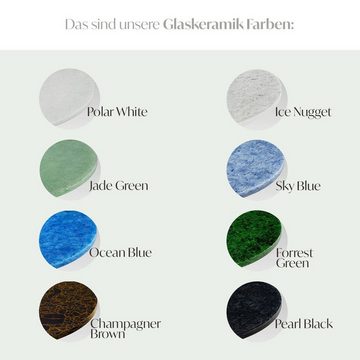 MAGNA Atelier Couchtisch LAKE TAHOE mit GLASKERAMIK, Kaffeetisch rund, Teakholz Gestell, Ø70x42cm