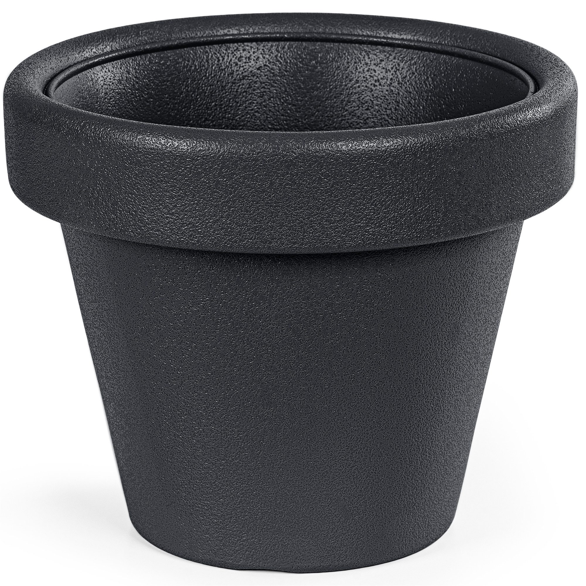 KONZEPT Übertopf aus Kunststoff in Steinoptik, Ø 30 cm, 8,5 L, Stein-Optik, Konische Form, Geprägtem Rand, 8,5 L