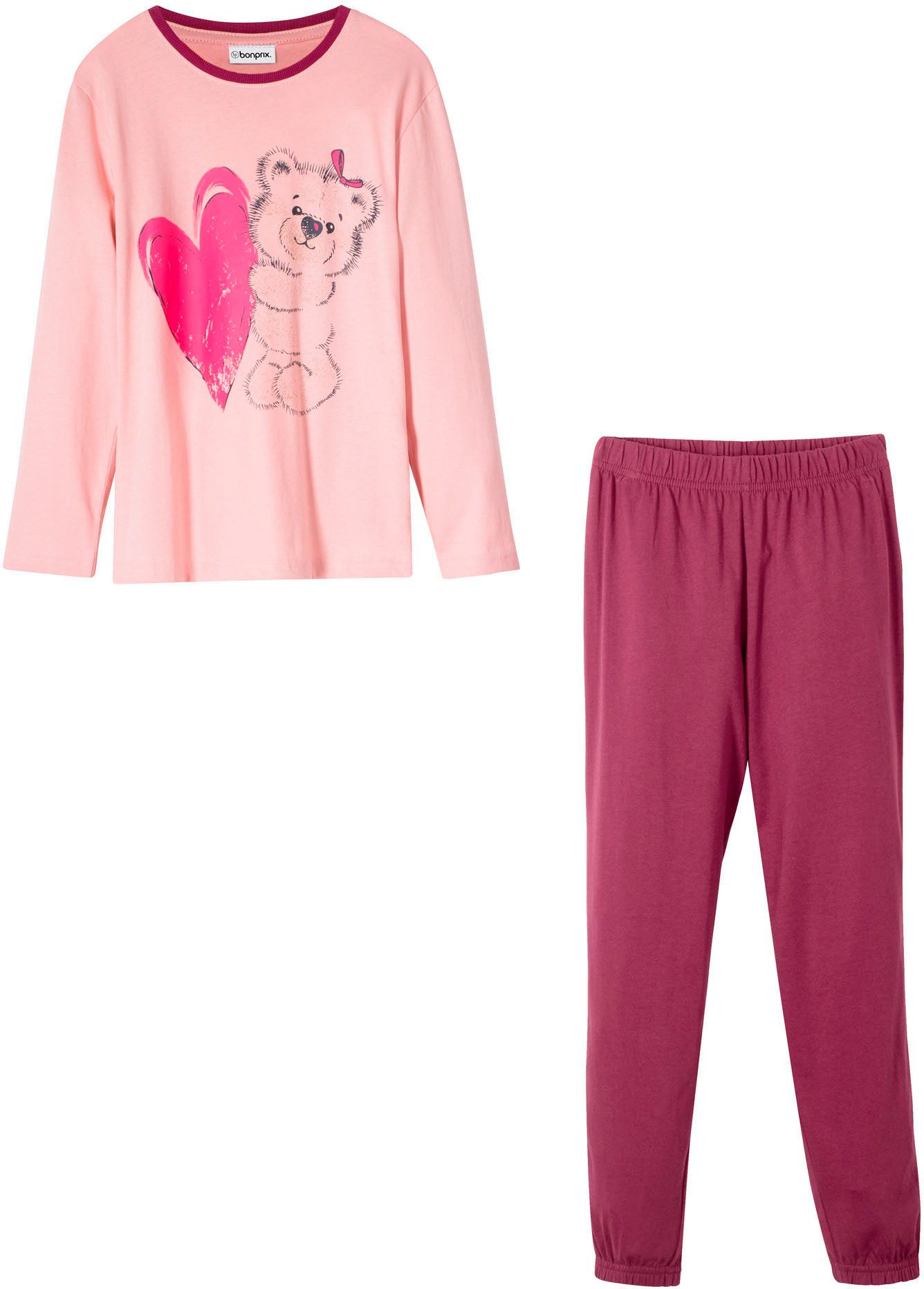 bonprix Pyjama (Set, 2 tlg) bequeme Passform, mit elastischem Bund und fixiertem Bindeband