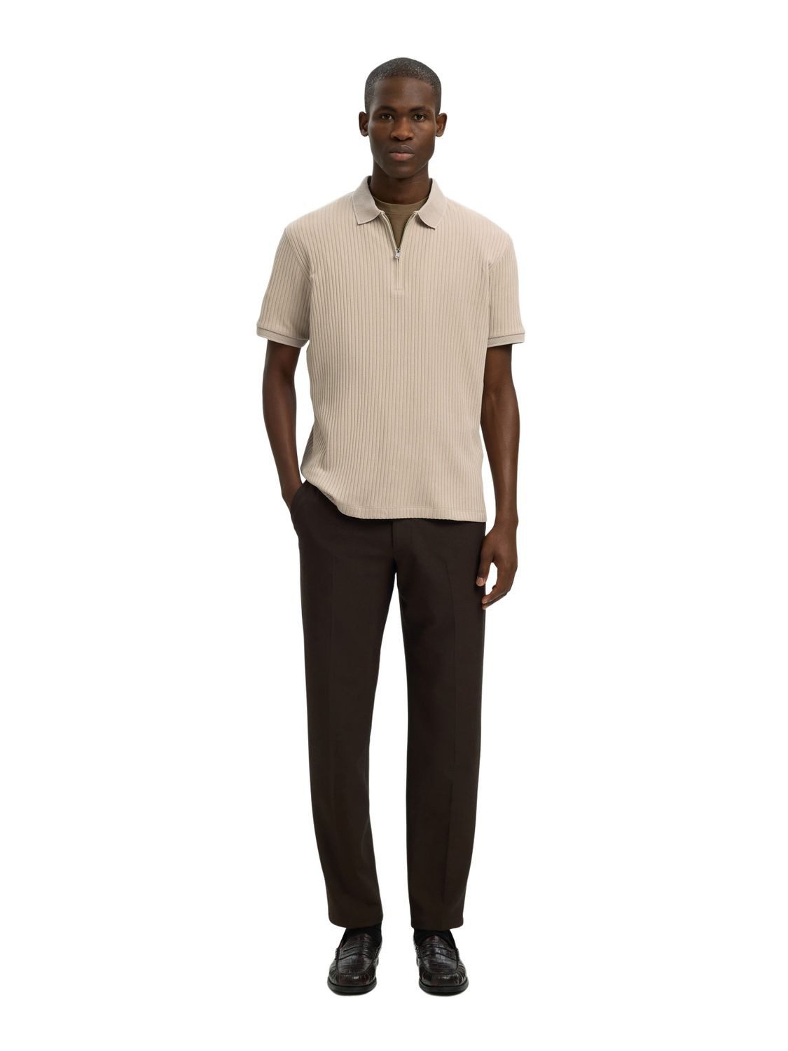 SELECTED HOMME Poloshirt SLMFAVE STRUCTURE SS POLO (1-tlg) aus Baumwollmix