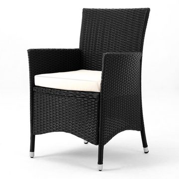 Casaria Sitzgruppe Mailand, (9-tlg), Stühle stapelbar 7cm Auflagen 190x90cm Gartentisch Balkon Essgruppe