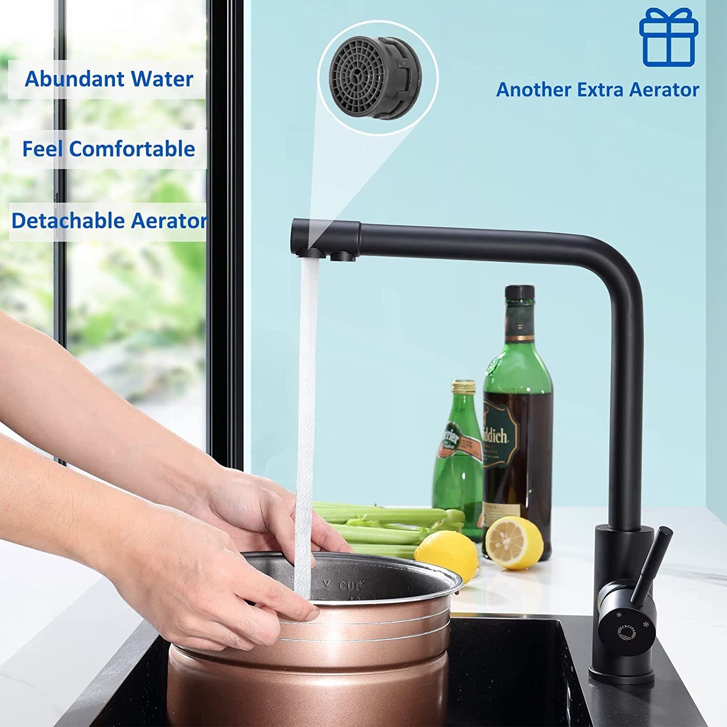 Schwenkbar 3 1 CECIPA Edelstahl Schwarz 360° Wasserhahn Küchenarmatur Küchenarmatur in
