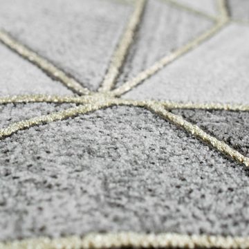 Teppich Teppich Design Teppich Wohnzimmer geometrisches Muster in grau gold, Teppich-Traum, rechteckig, Höhe: 12 mm