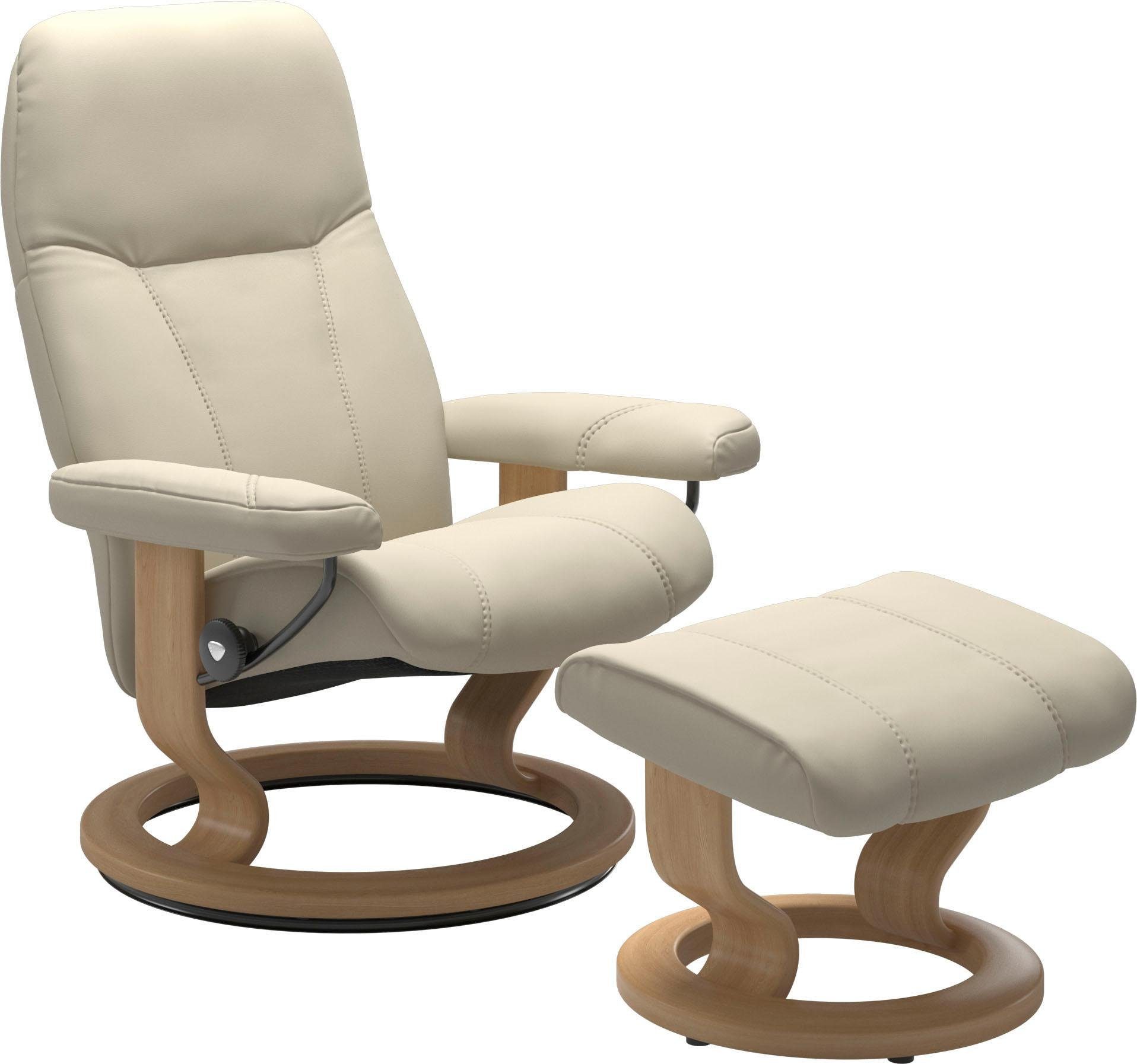 Stressless® Relaxsessel Consul (Set, Relaxsessel mit Hocker), mit Hocker, mit Classic Base, Größe M, Gestell Eiche