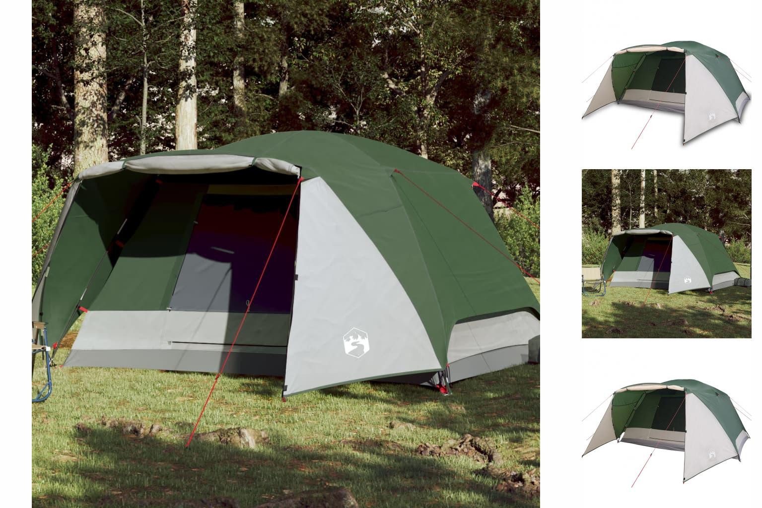 vidaXL Kuppelzelt Zelt Campingzelt Familienzelt Freizeitzelt 4 Personen Grün 350x280x155