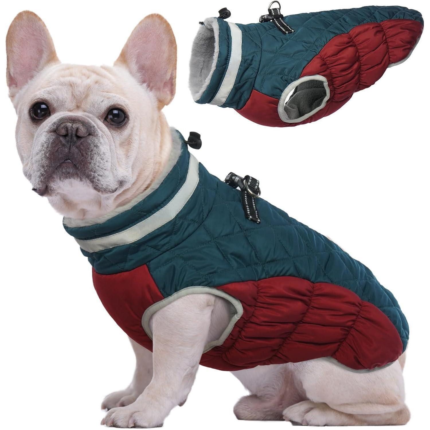 LuxusKollektion Tier-Halstuch Hundejacke Wasserdicht Fleecefutter Reflektoren D Ring M Dunkel blau