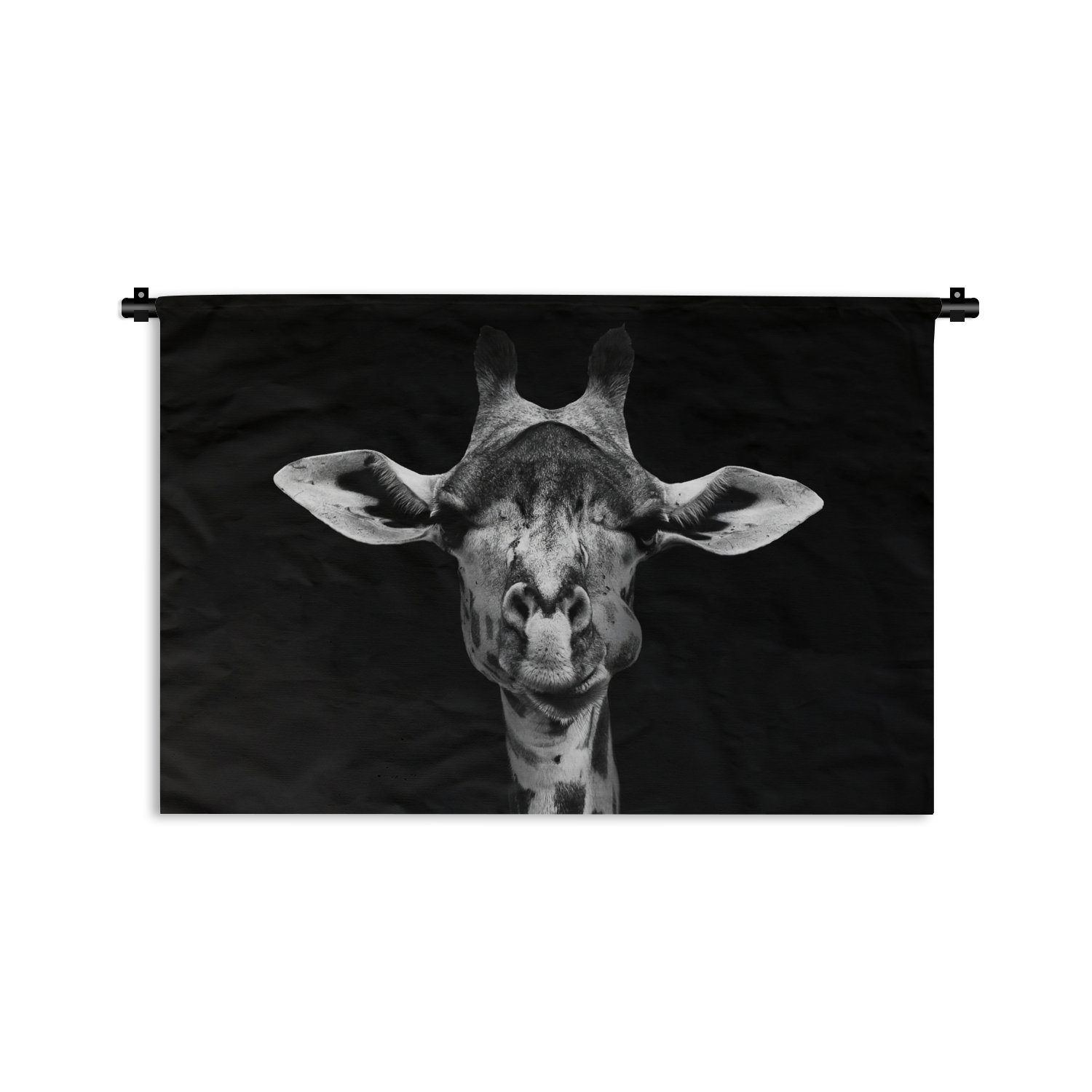 MuchoWow Wanddekoobjekt Giraffe - Tiere - Porträt - Schwarz, Wanddeko für Wohnzimmer, Schlafzimmer, Kleid, Wandbehang, Kinderzimmer
