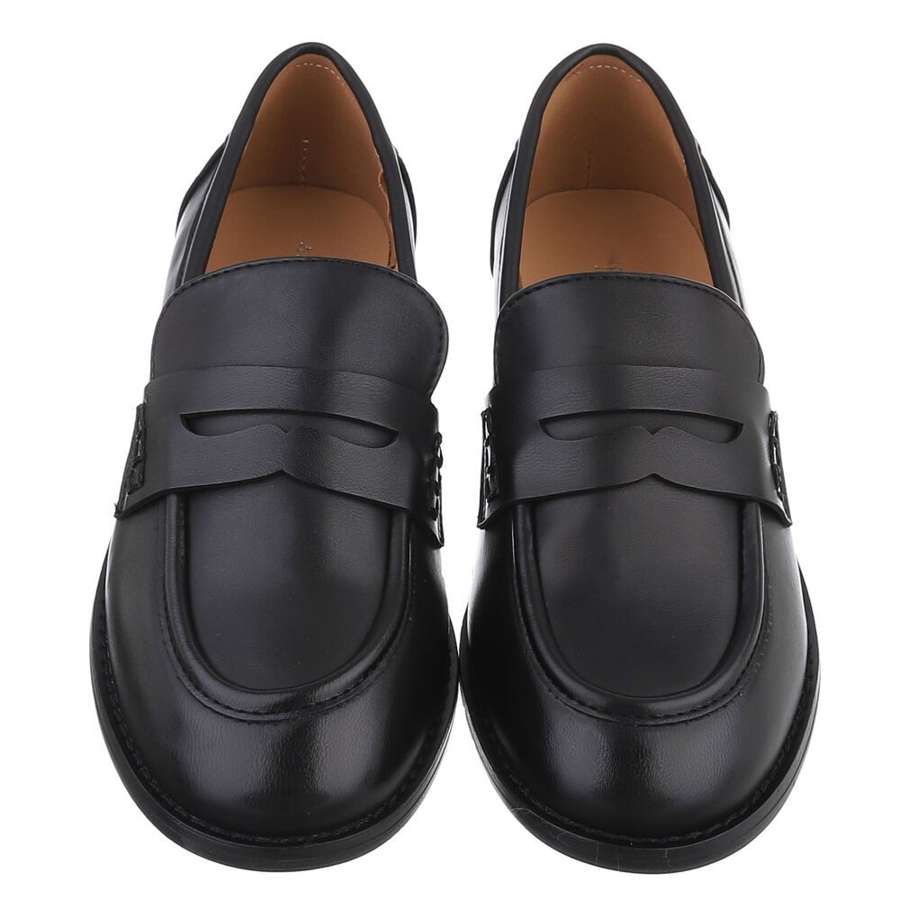 Ital-Design Komfortable Loafers für Stil und Alltag Slipper (89092384) Blockabsatz Mokassins in Schwarz