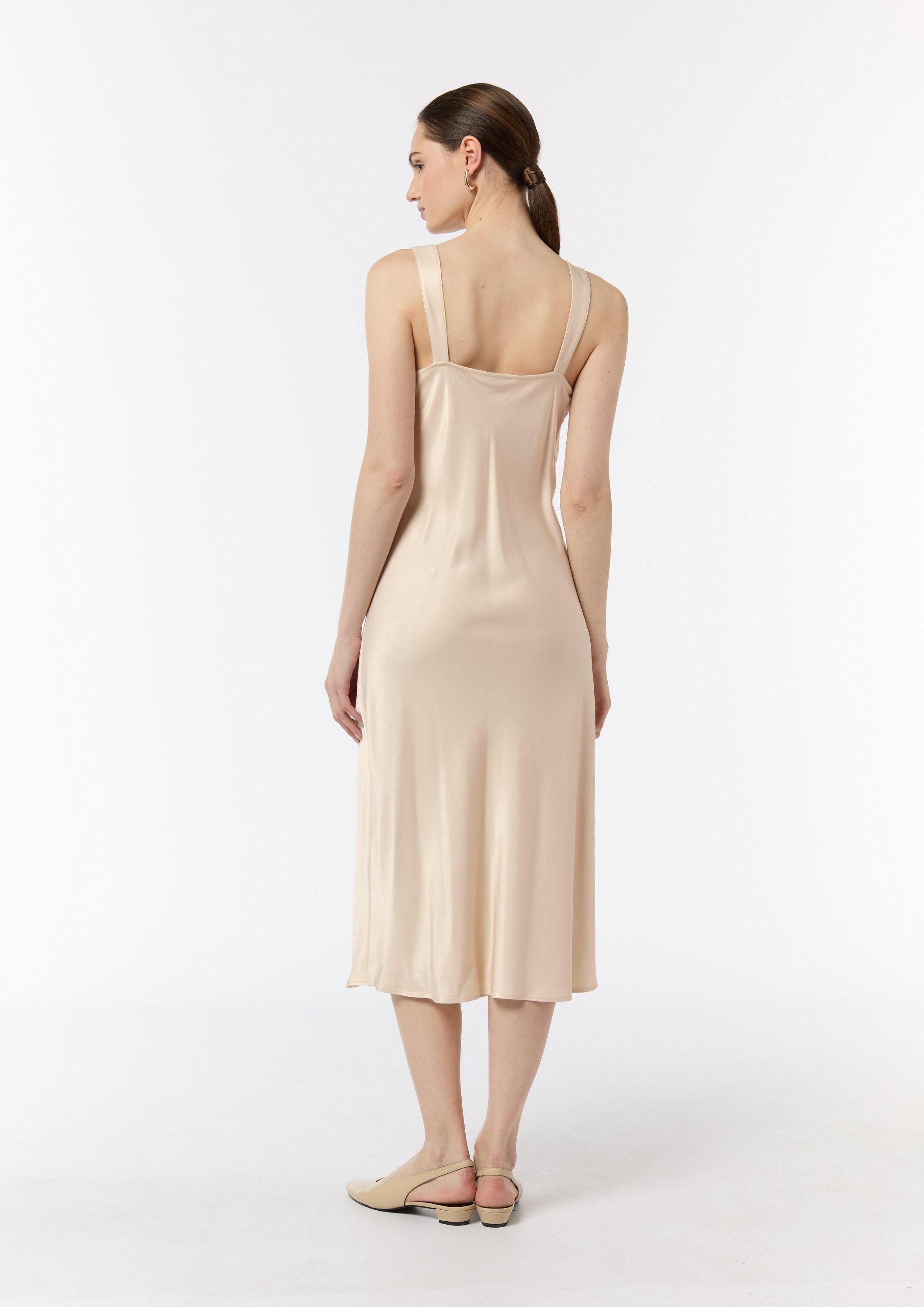 comma Midikleid Kleid Satinkleid mit Wasserfall-Ausschnitt