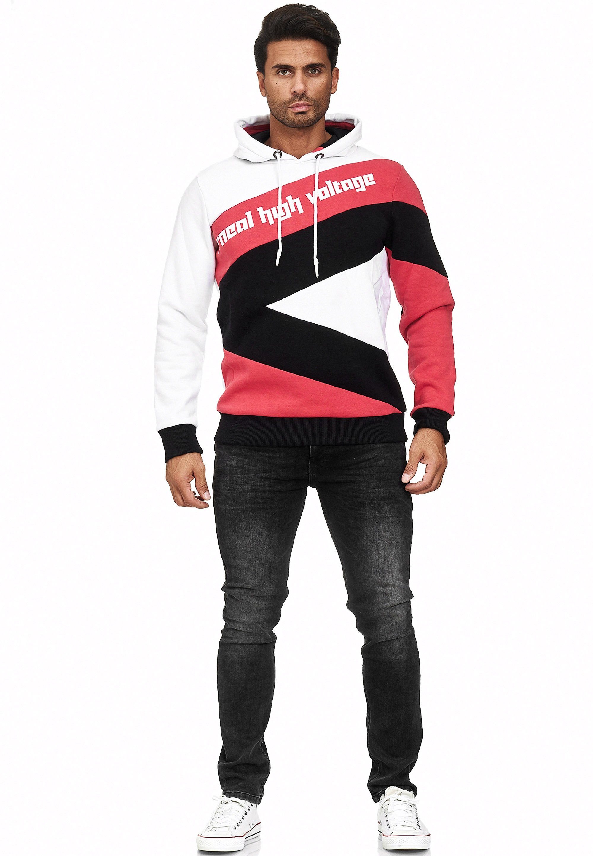 Rusty Neal Kapuzensweatshirt in sportlichem weiß-rot Design