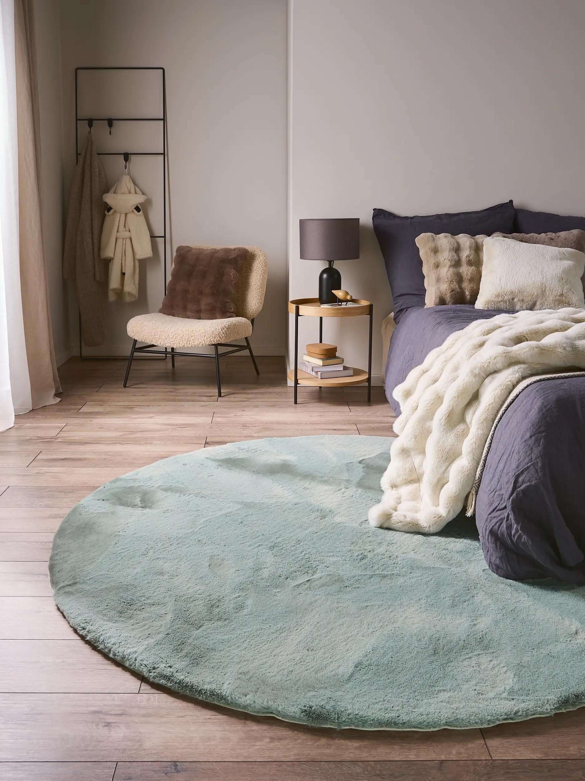 benuta Fellteppich Dave, rund, Höhe: 21 mm, Kunstfaser, Berber, Ethno-Style, Wohnzimmer