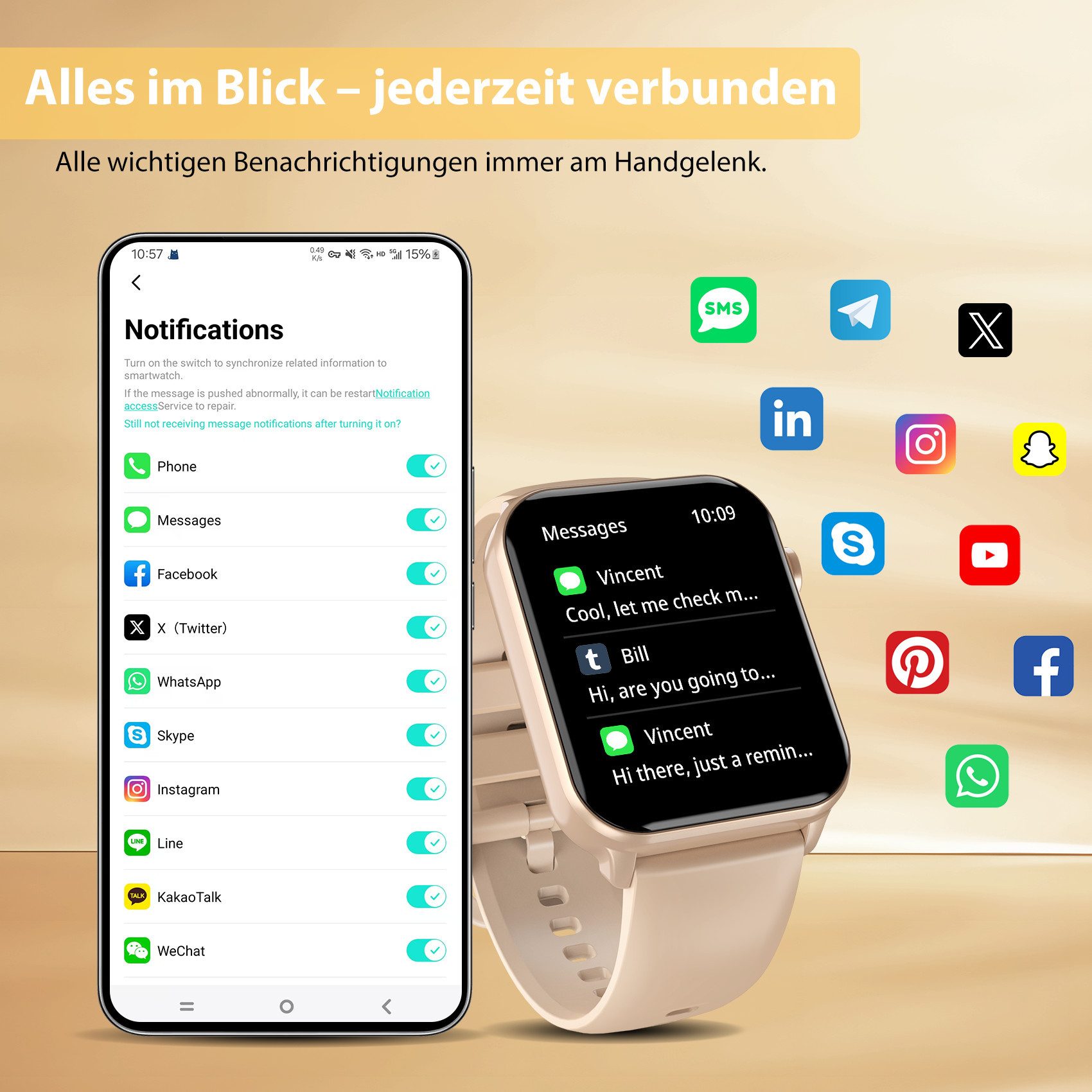 blackview Smartwatch Herren Damen, LED-Leuchte, 350mAh (6 Tage), 2 Armbänder Smartwatch (1.91 Zoll, iOS/Android), mit Wechselband aus weichemSilikon und Ladekabel, Antwort & Anruf tätigen,Herzfrequenz,Schlafmonitor,SpO2,Schritten,IP68